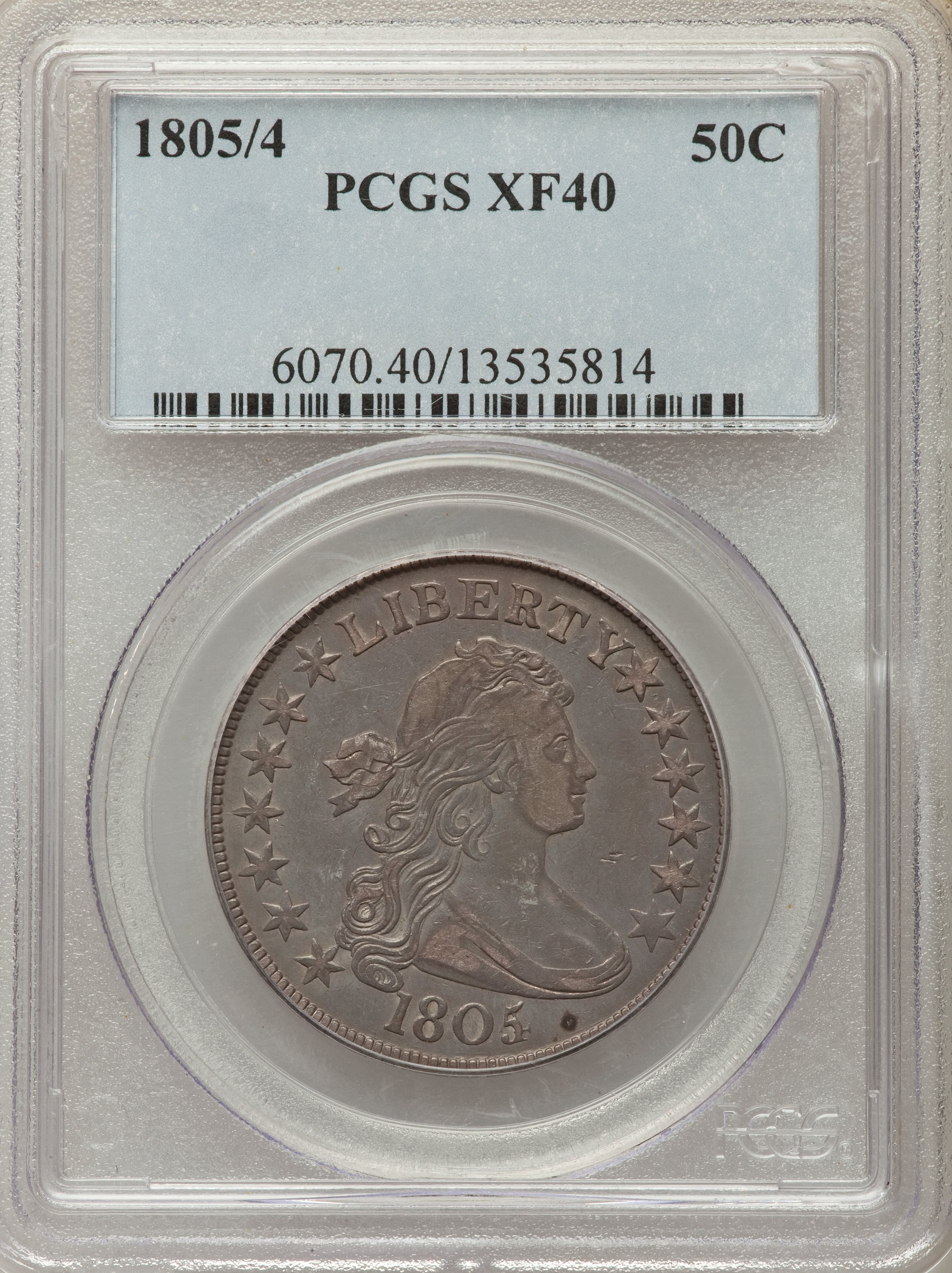 image for: 1805/4 50C O-102, T-5, R.3, XF40 PCGS....