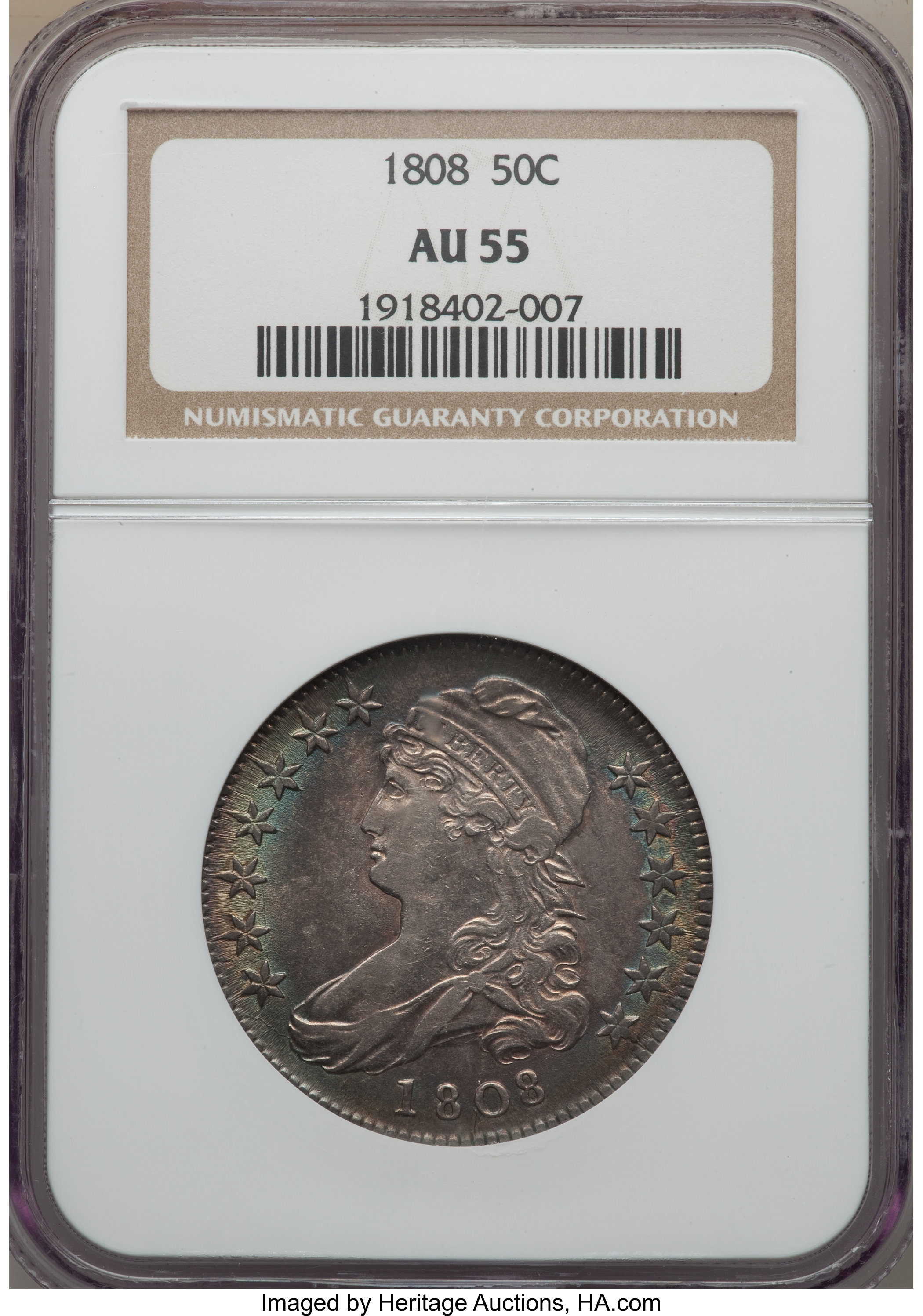 image for: 1808 50C O-102a, R.2, AU55 NGC....