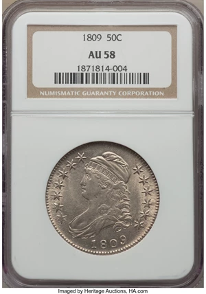 image for: 1809 50C Normal Edge, O-103, R.1, AU58 NGC....