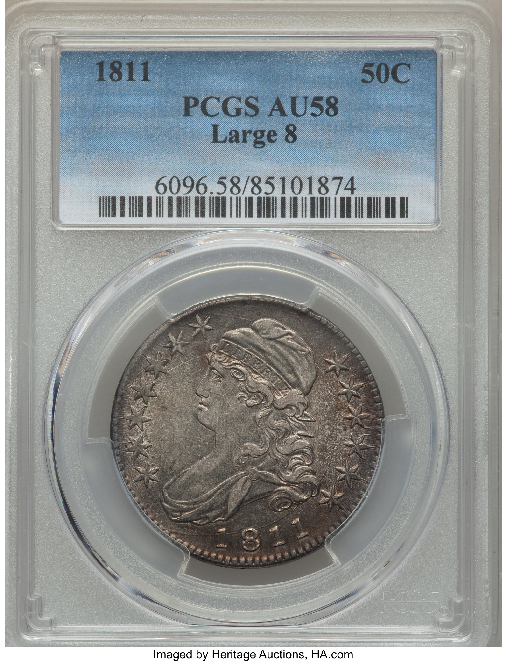 image for: 1811 50C Large 8, O-104a, R.1, AU58 PCGS....