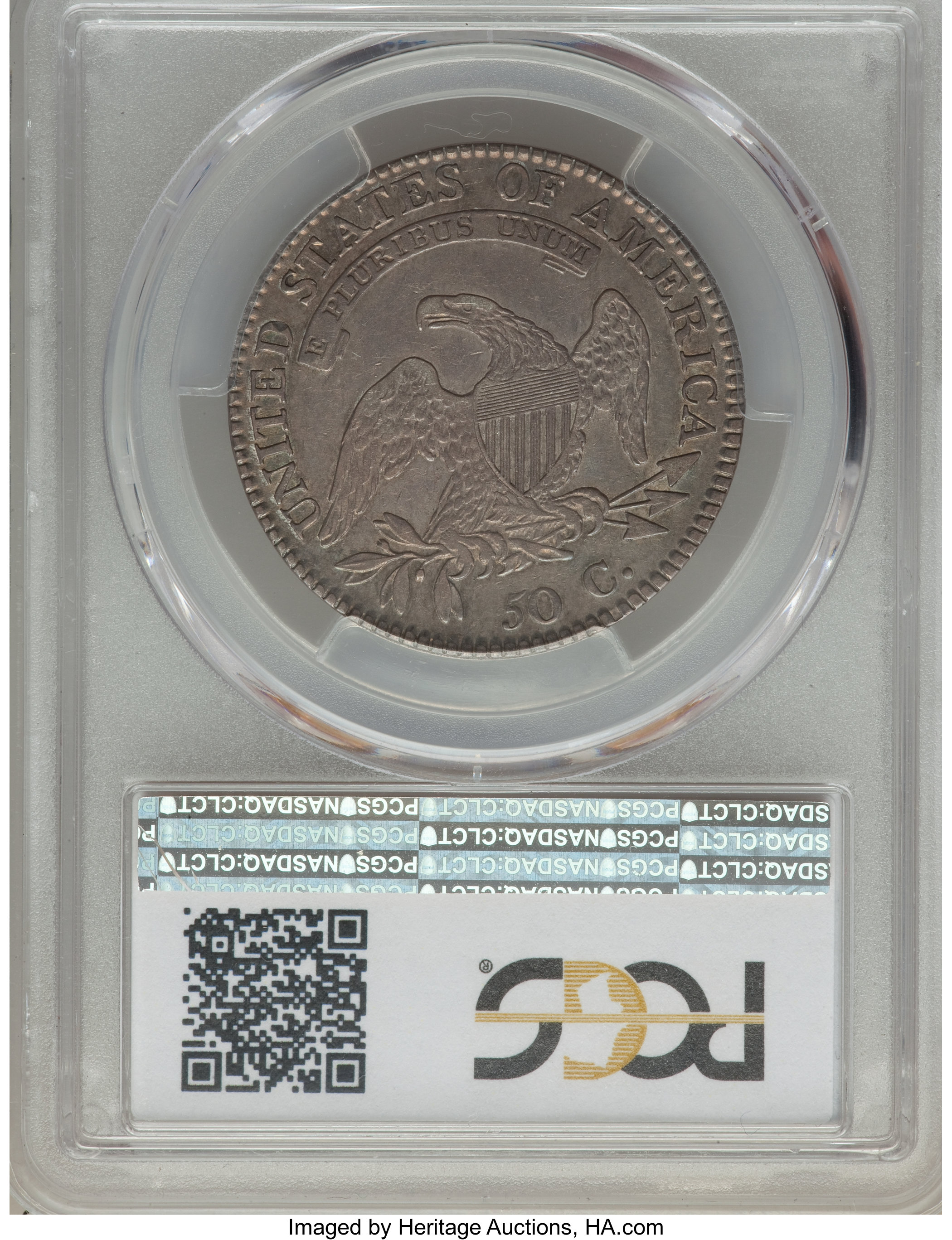 image for: 1818/7 50C Large 8, O-101, R.1, AU50 PCGS....