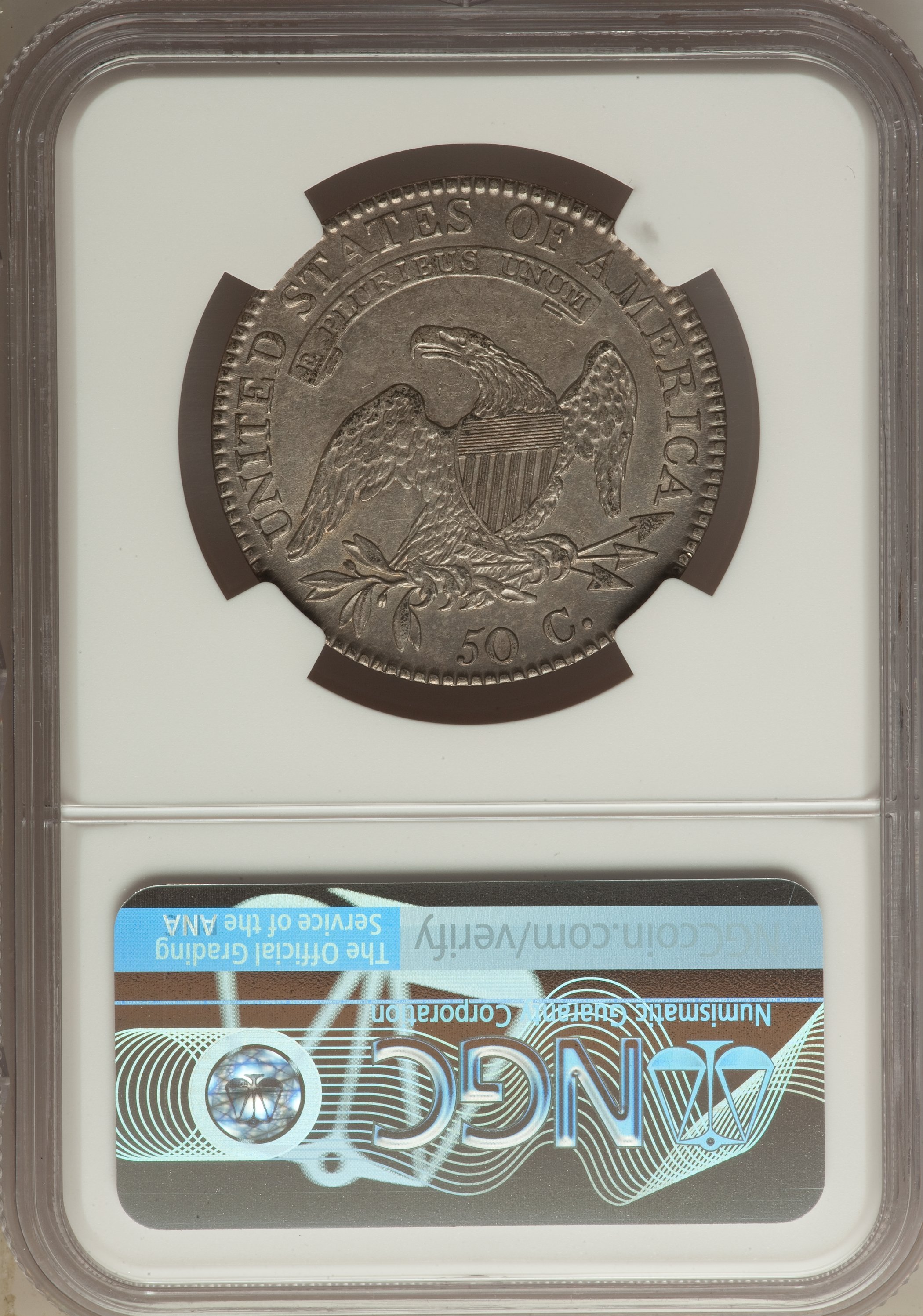 image for: 1818/7 50C Large 8, O-101, R.1, AU55 NGC....