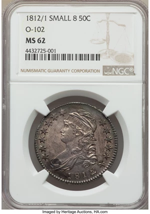 image for: 1812/1 50C Small 8, O-102, R.2, MS62 NGC....
