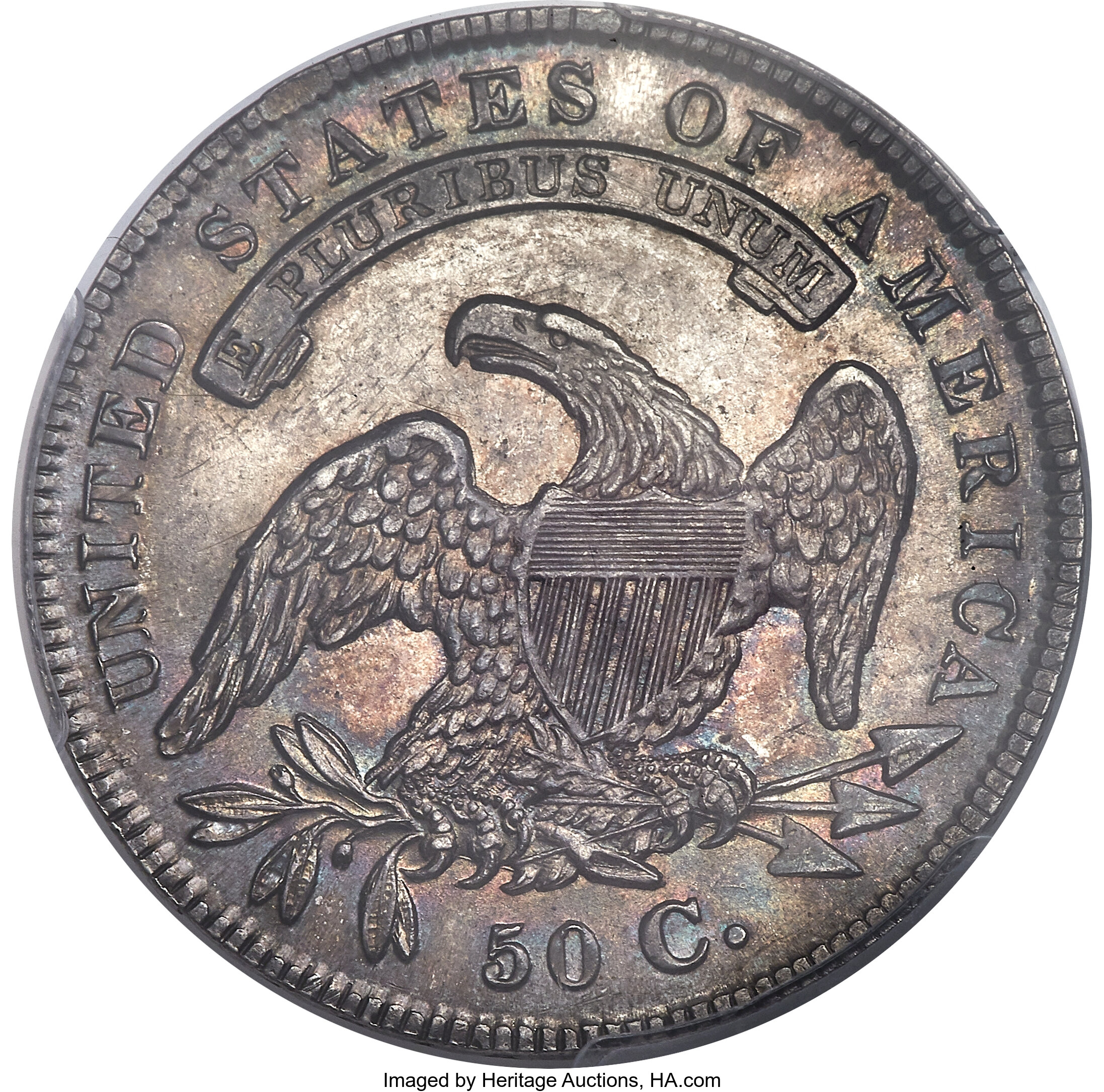 image for: 1834 50C Small Date, Small Letters, O-109, R.1, MS64+ PCGS....