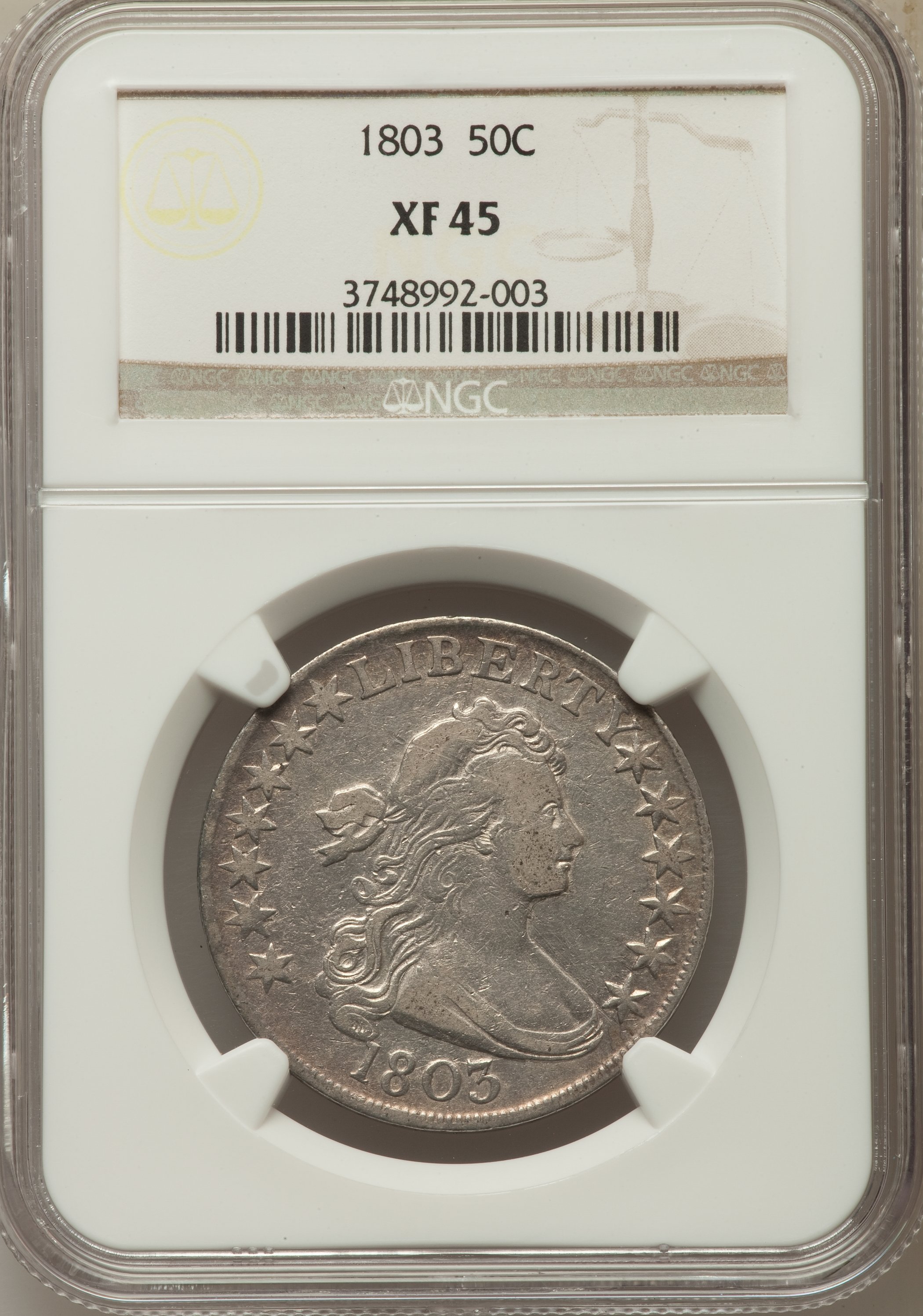 image for: 1803 50C Large 3, Large Reverse Stars, O-103, T-3, R.3, XF45 NGC....