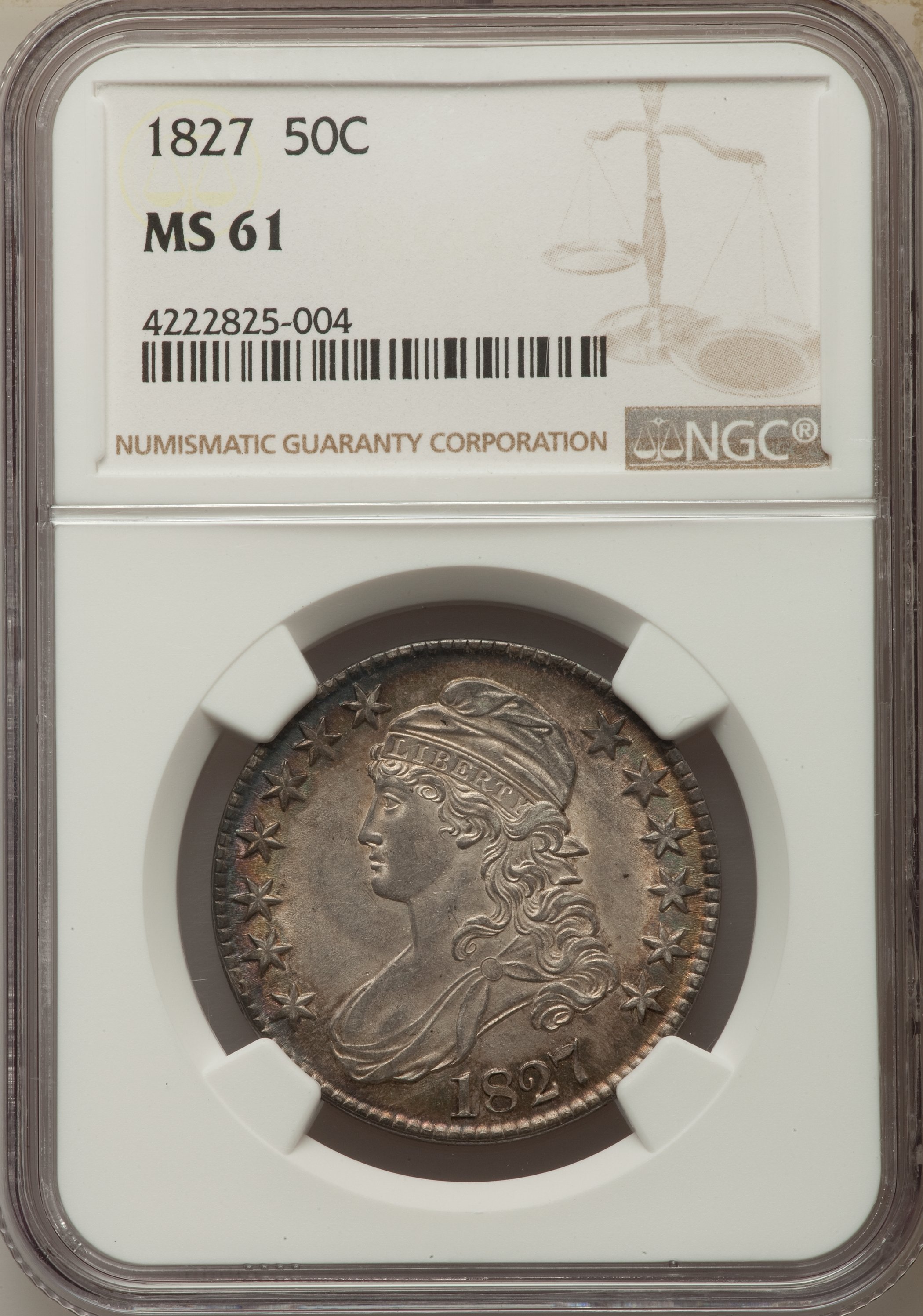 image for: 1827 50C Square Base 2, O-104, R.1, MS61 NGC....