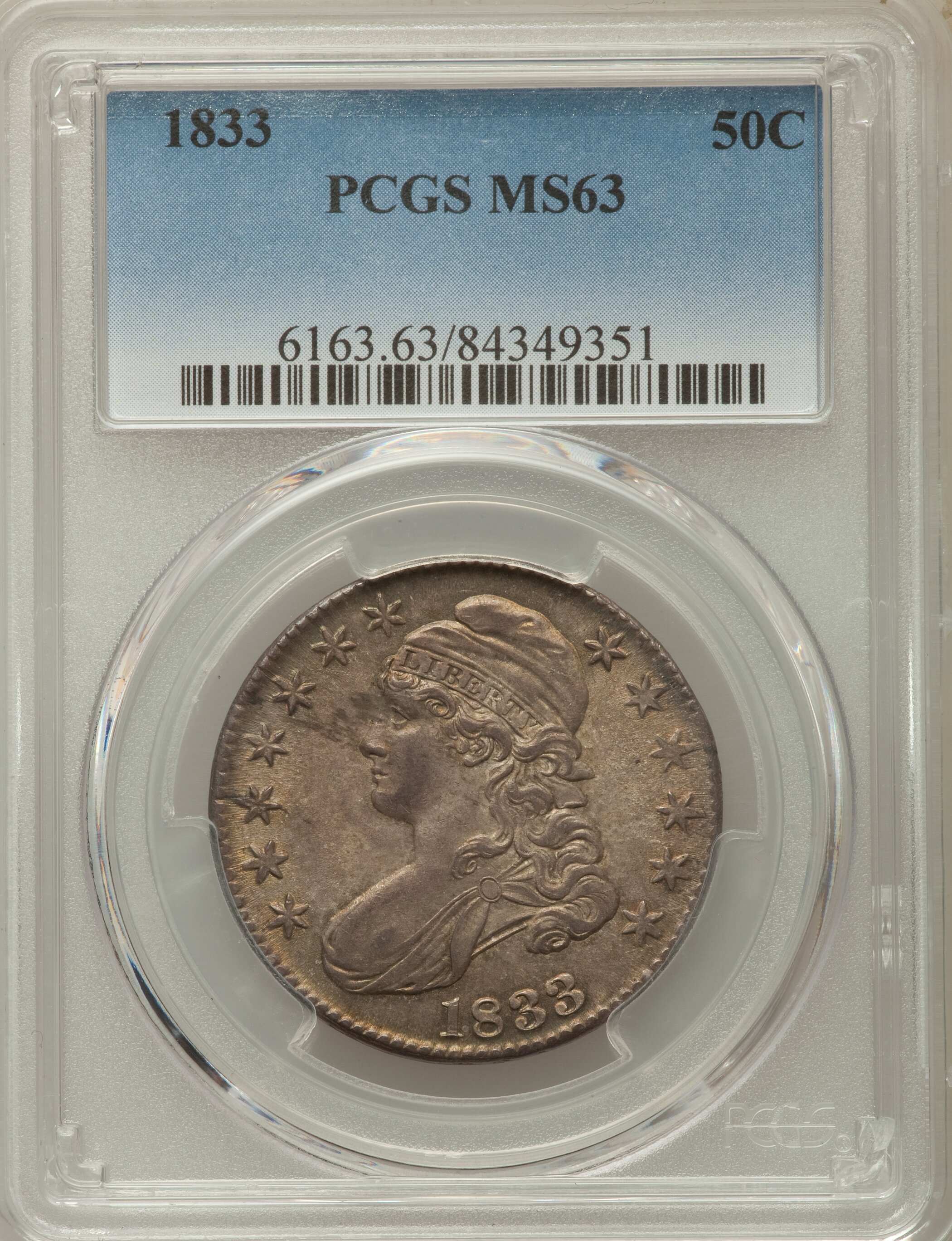 image for: 1833 50C O-109, R.3, MS63 PCGS....