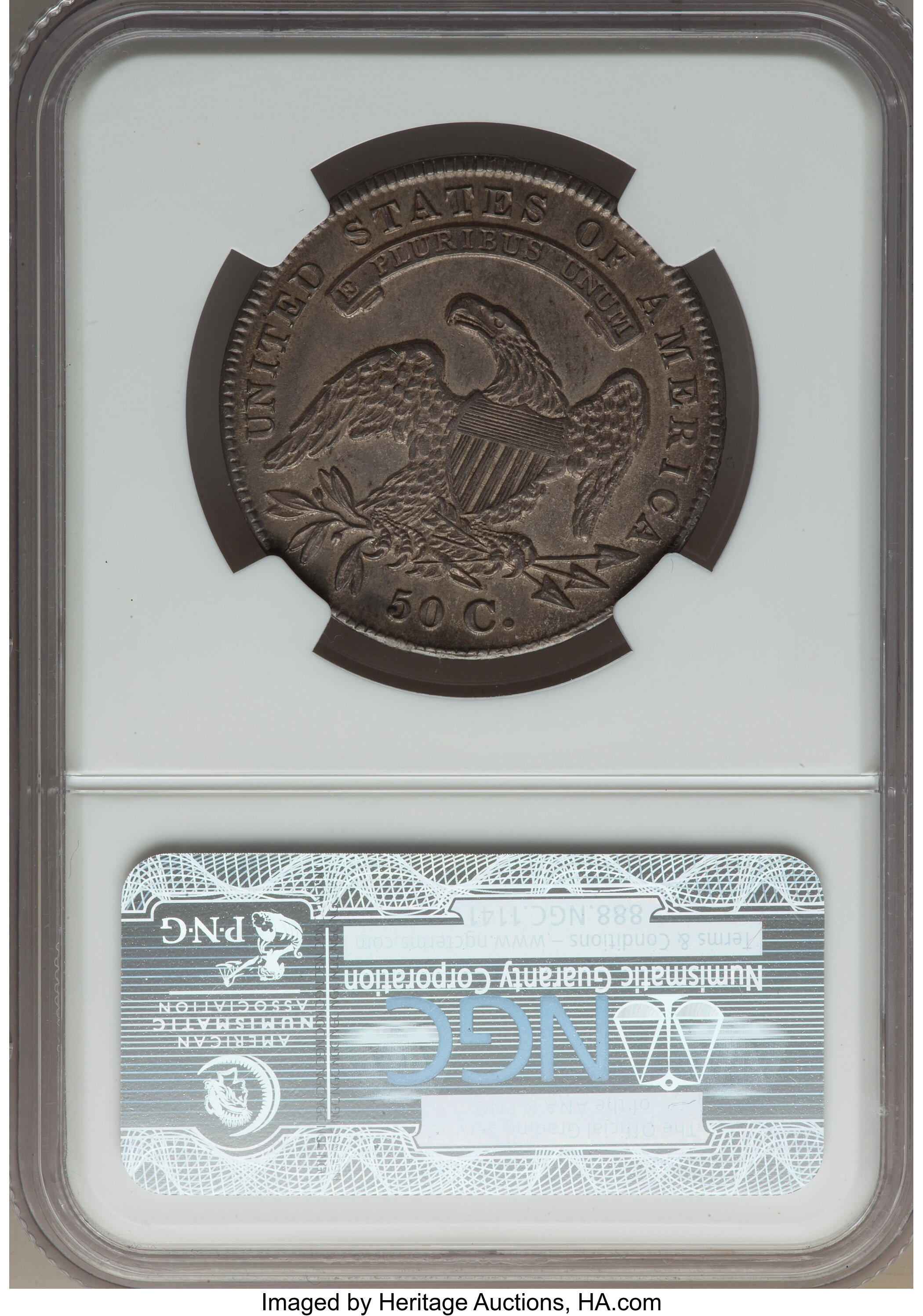 image for: 1834 50C Small Date, Small Letters, O-109, R.1, MS62 NGC....