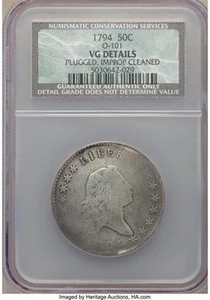 image for: 1794 50C O-101, T-7, High R.3 -- Plugged, Improperly Cleaned -- NCS. VG Details....