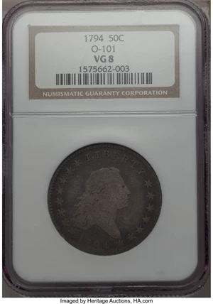 image for: 1794 50C O-101, T-7, High R.3, VG8 NGC....