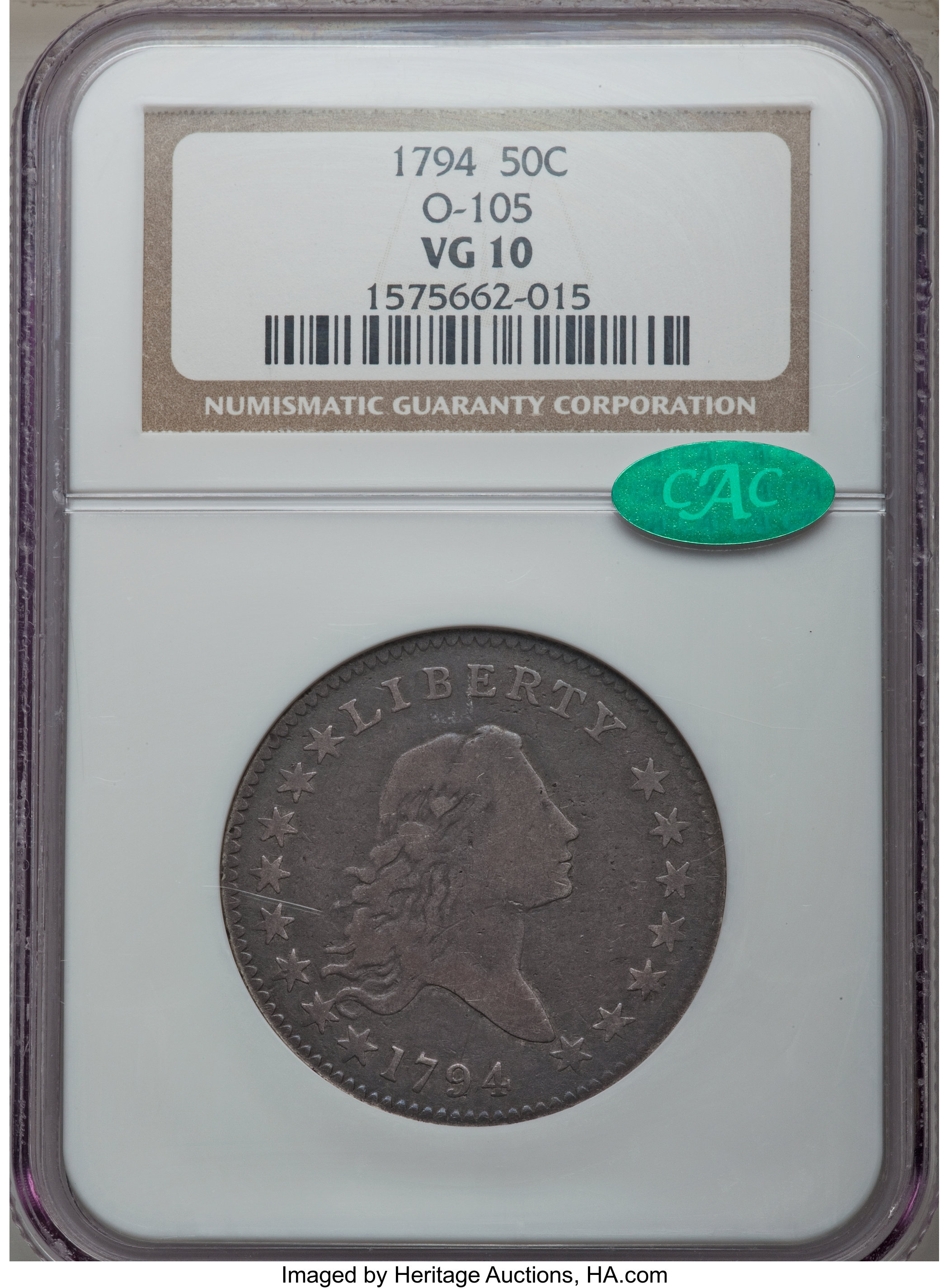 image for: 1794 50C O-105, T-3, R.5, VG10 NGC. CAC....
