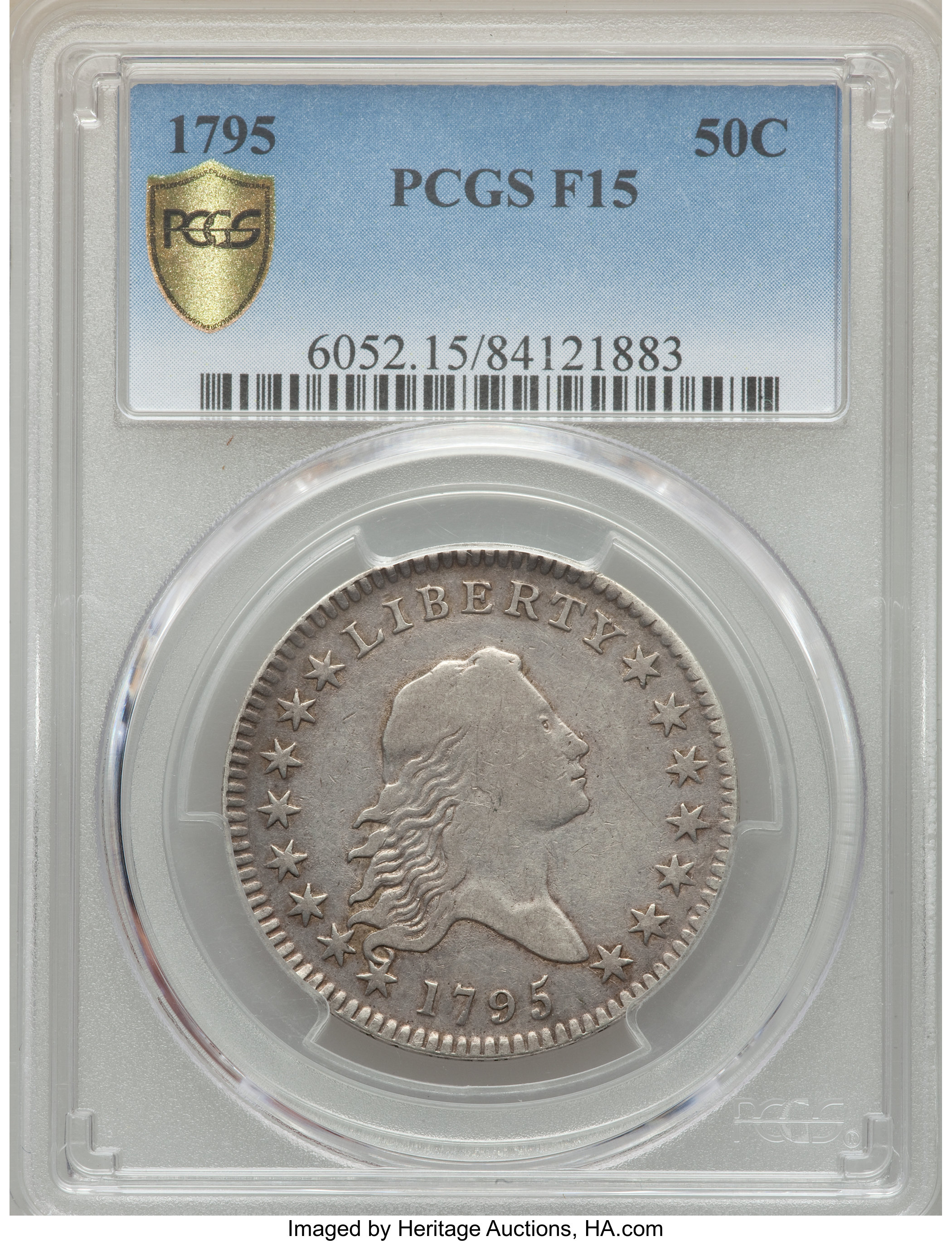 image for: 1795 50C 2 Leaves, O-105a, T-25, R.4, Fine 15 PCGS Secure....