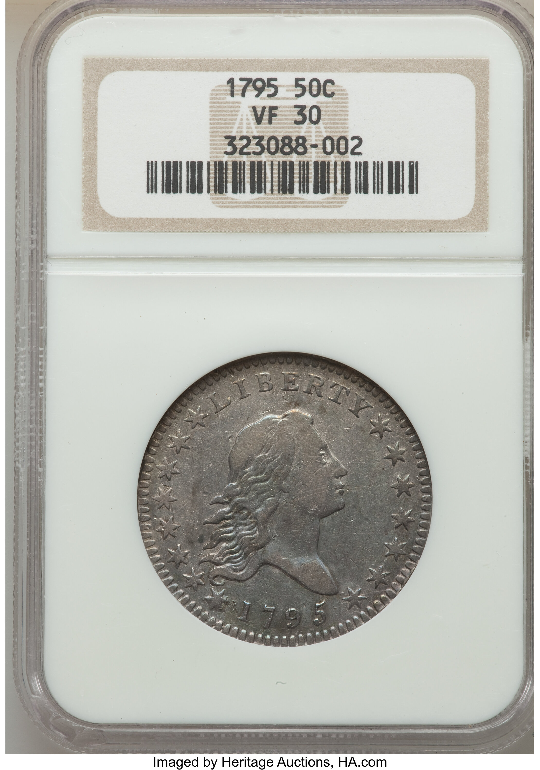 image for: 1795 50C Two Leaves, O-108a, T-17, R.4, VF30 NGC....