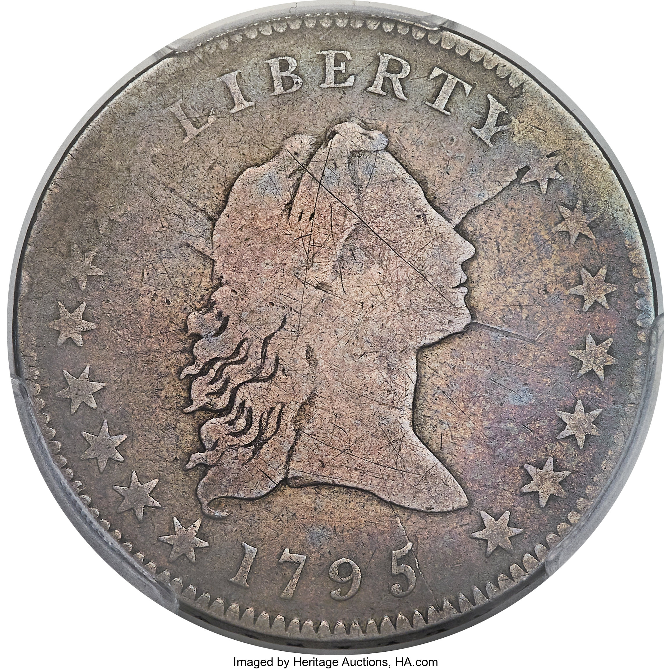 image for: 1795 50C 2 Leaves, Small Head, O-127a, T-23, High R.6, Good 6 PCGS....