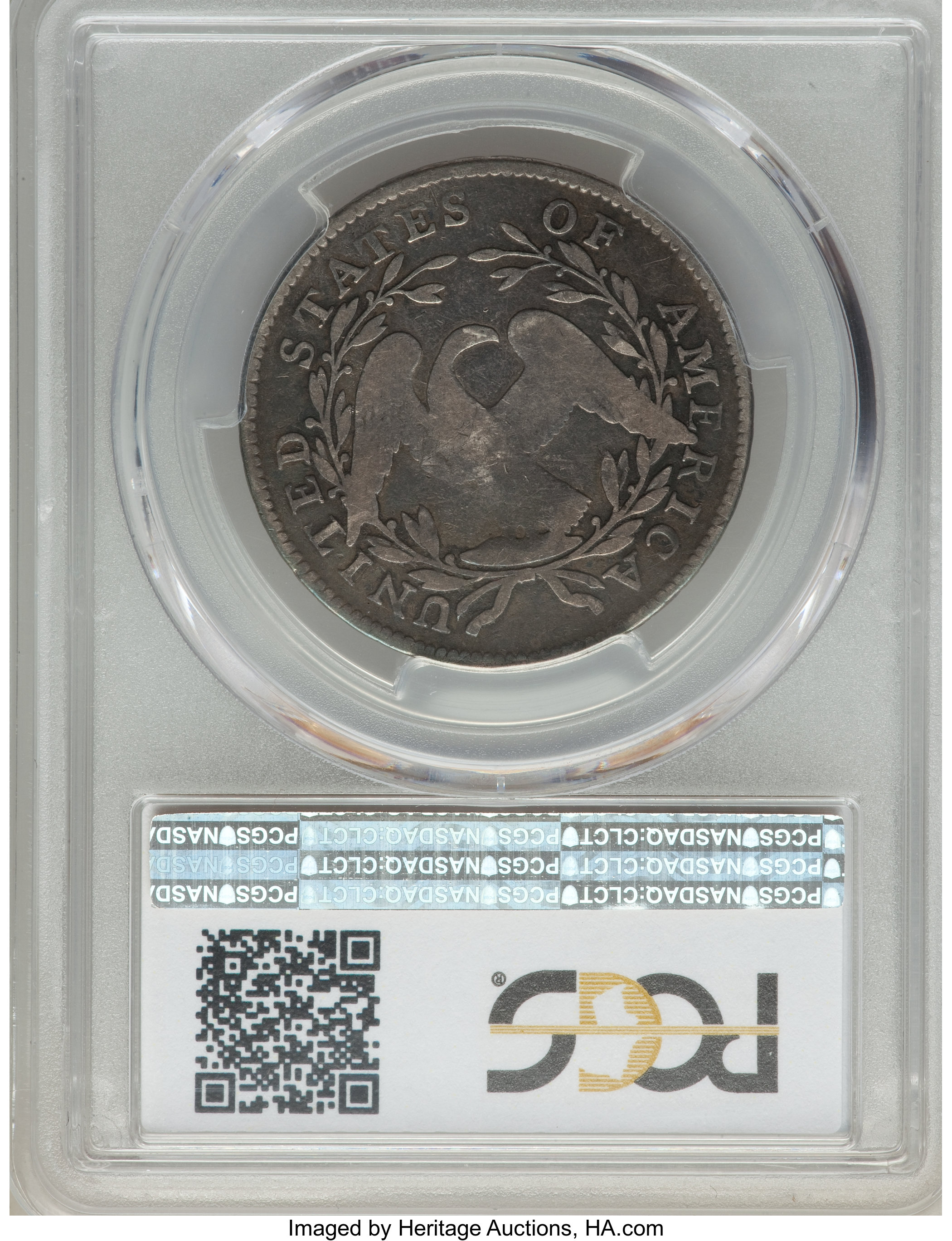 image for: 1795 50C 2 Leaves, Small Head, O-128, T-18, High R.5, VG8 PCGS....