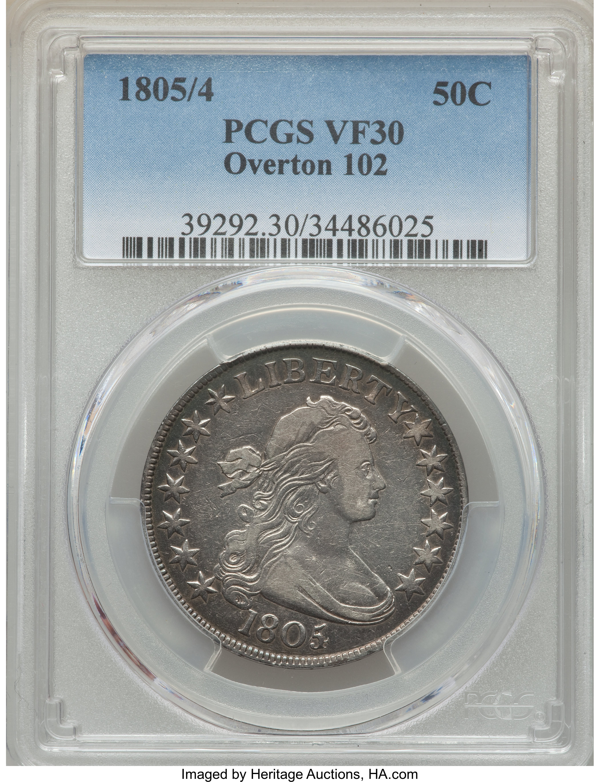 image for: 1805/4 50C O-102, T-5, R.3, VF30 PCGS....