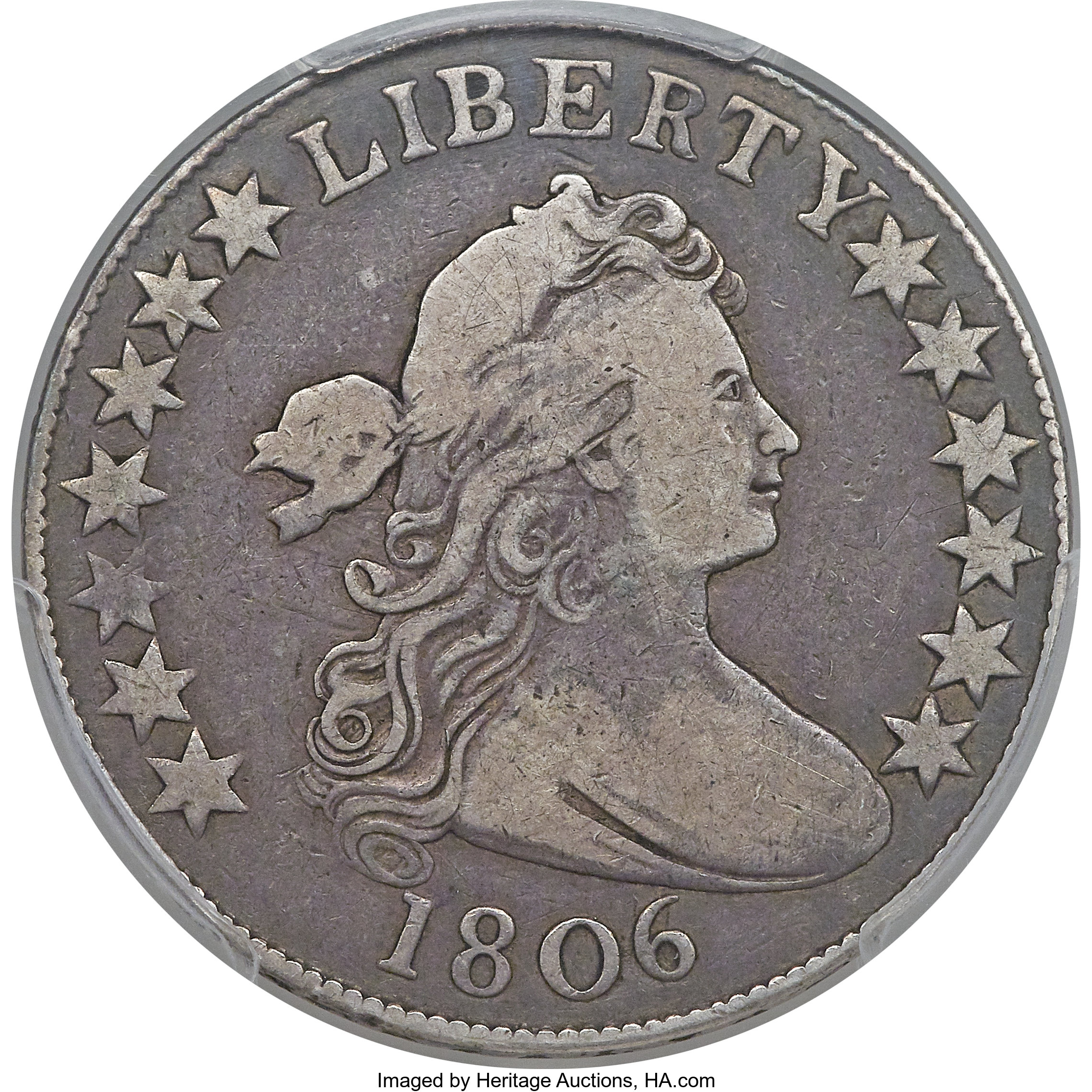 image for: 1806 50C Pointed 6, Stem, O-110, T-10, R.6, Fine 12 PCGS....