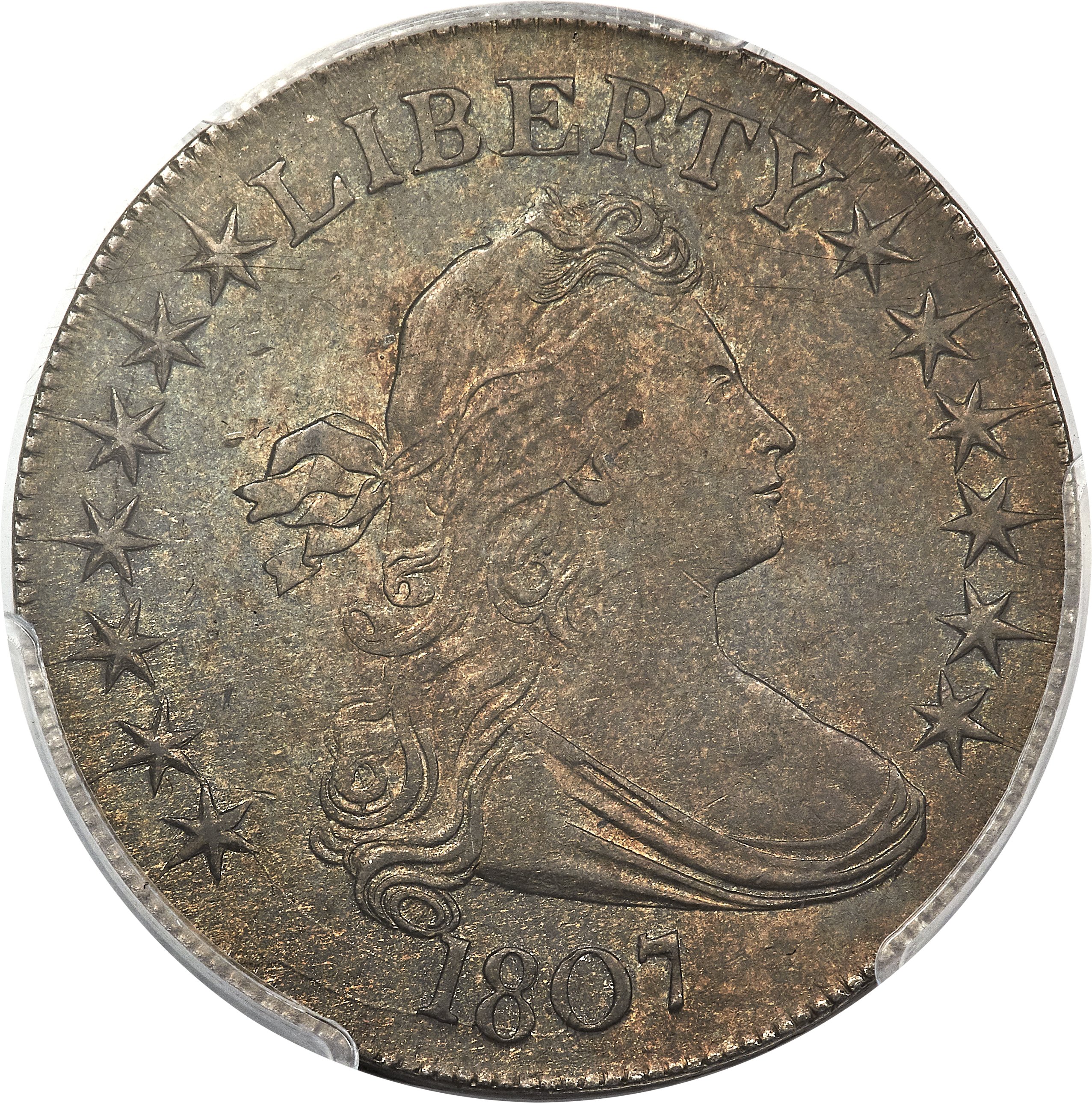 image for: 1807 50C Draped Bust, O-106, T-6, R.3, AU55 PCGS....