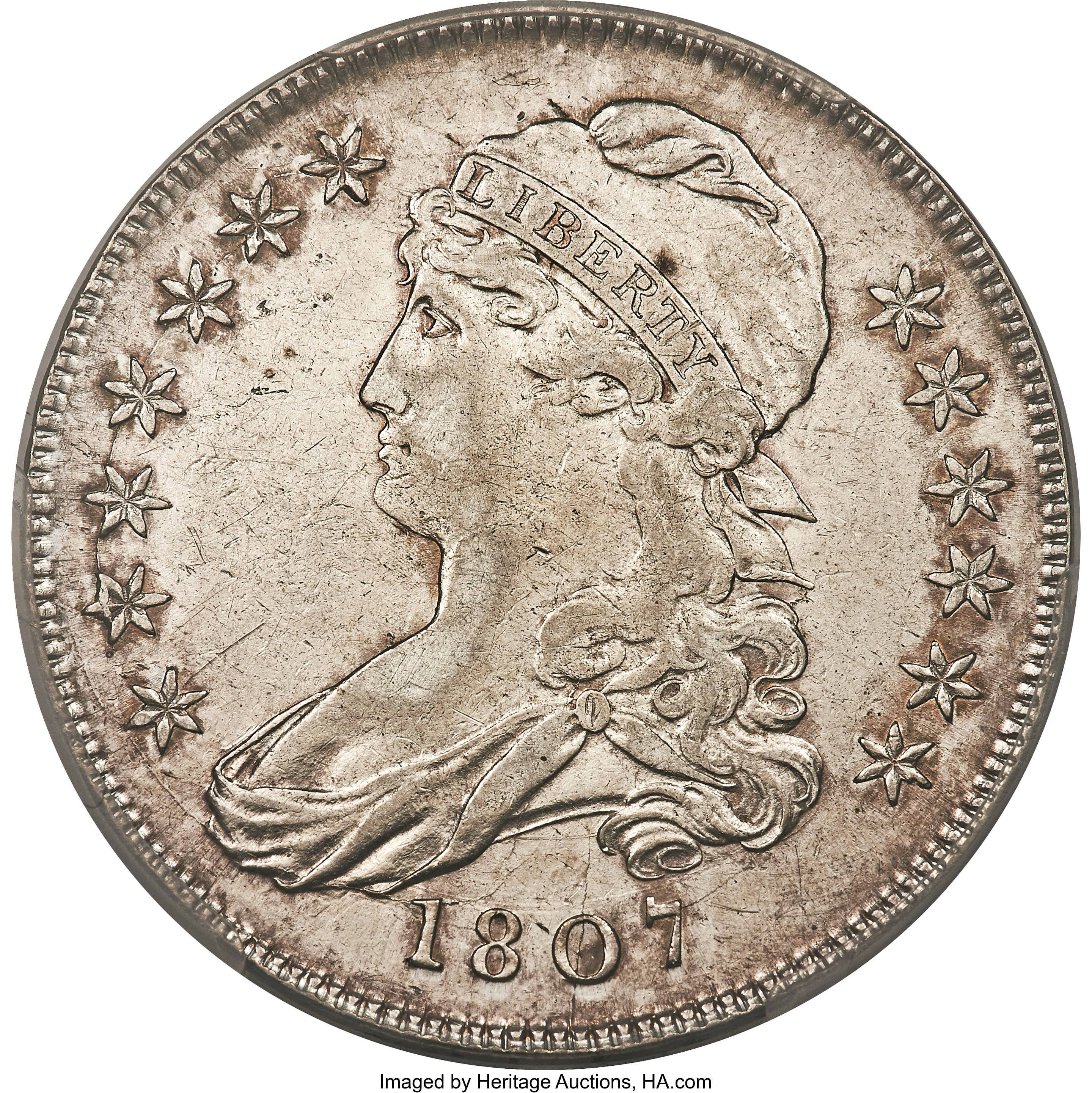 image for: 1807 50C Capped Bust, Small Stars, O-113a, R.3, XF45 PCGS....