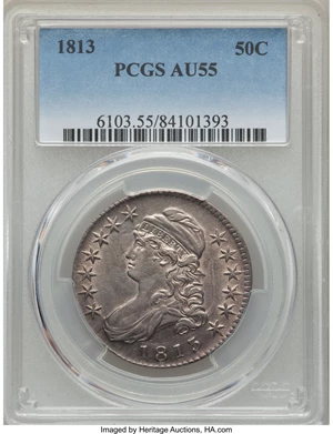 image for: 1813 50C O-105, R.1, AU55 PCGS....