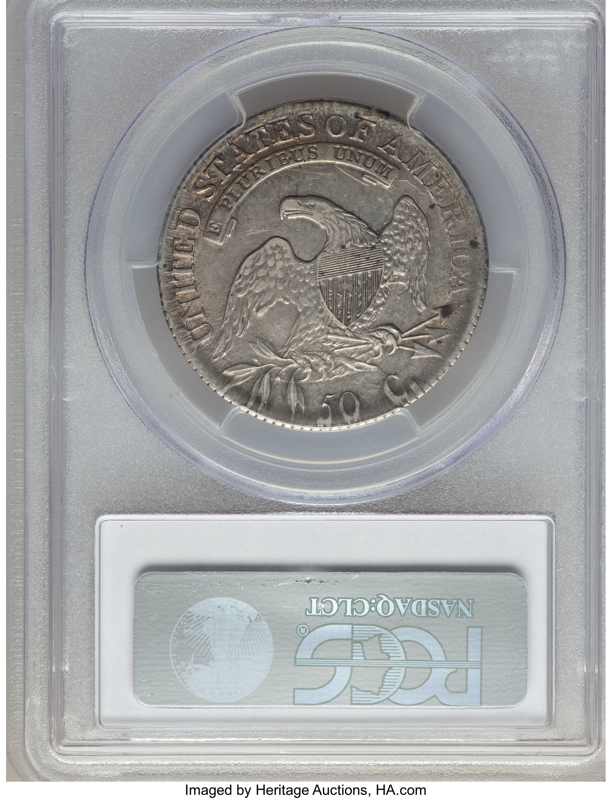 image for: 1814 50C E Over A in STATES, O-108a, R.1, AU53 PCGS....