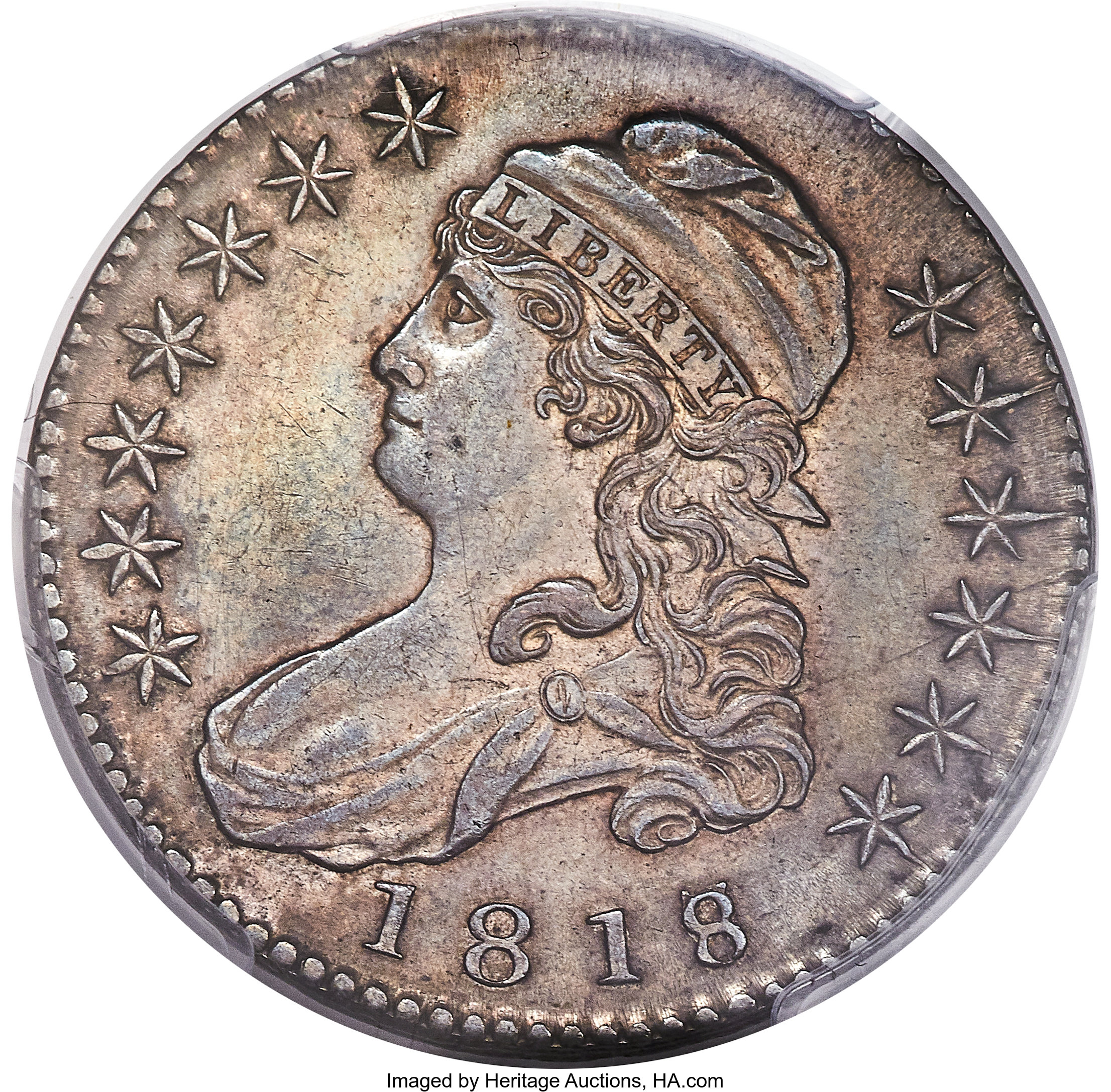image for: 1818/7 50C Large 8, O-101a, R.1, AU58 PCGS....