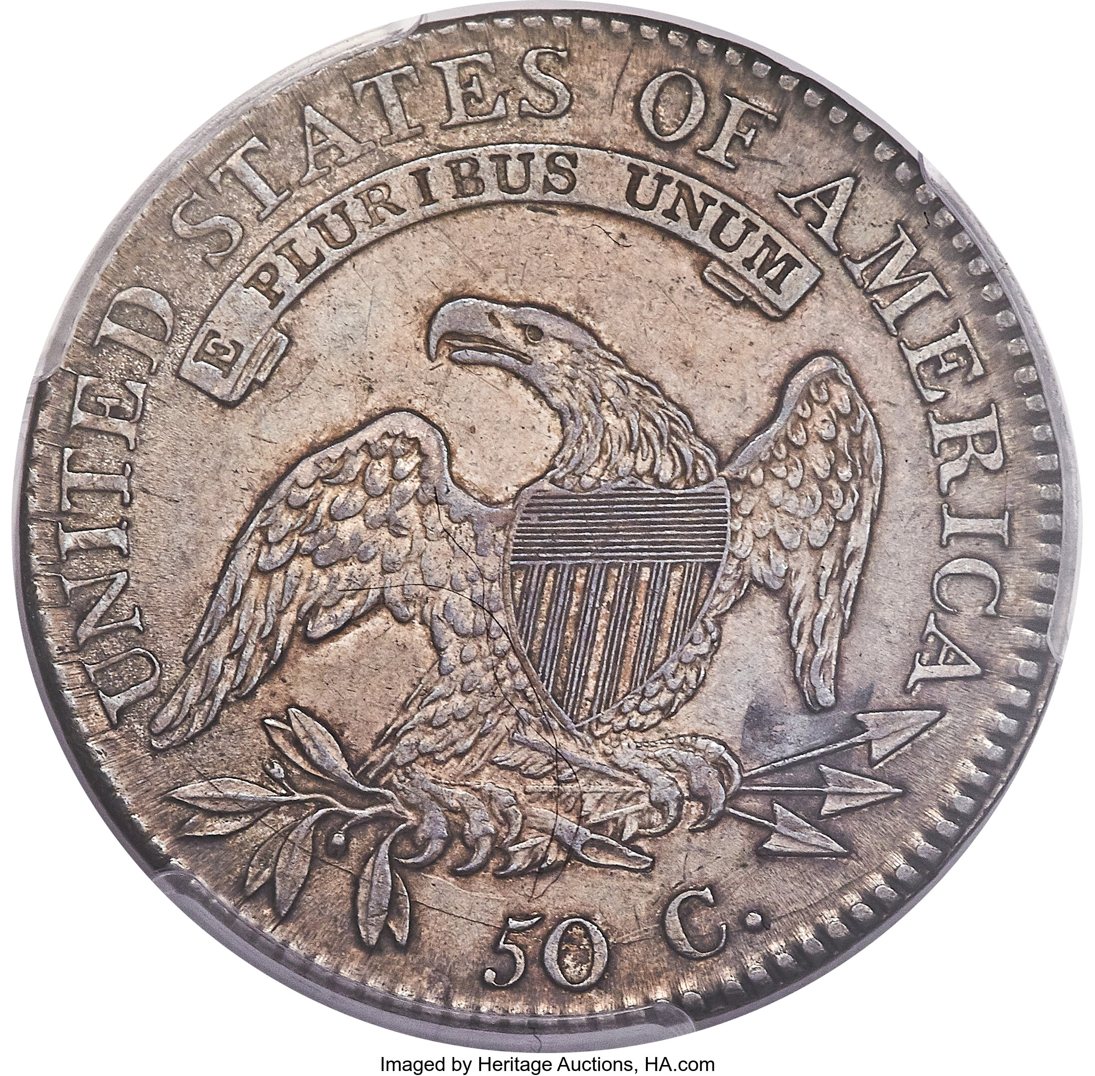 image for: 1818/7 50C Large 8, O-101a, R.1, AU58 PCGS....
