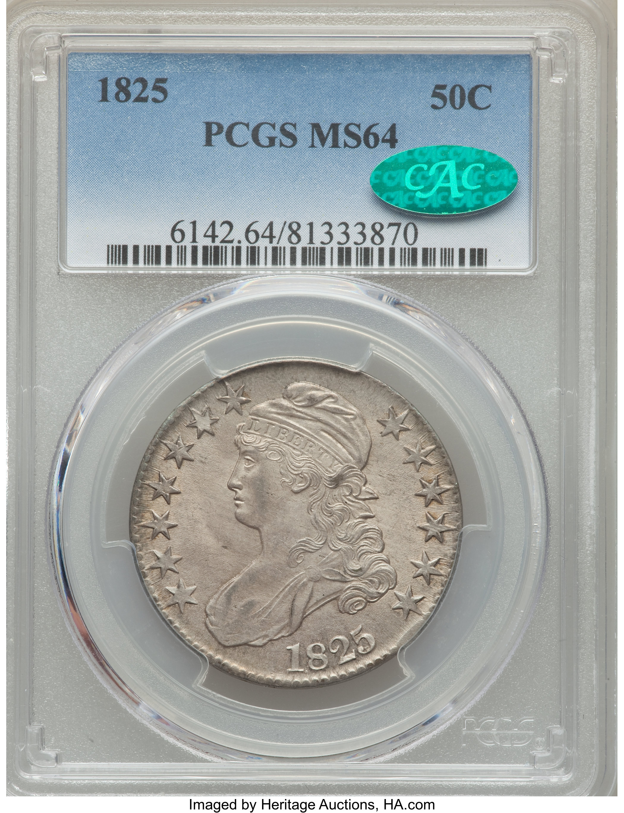image for: 1825 50C O-115, R.3, MS64 PCGS. CAC....