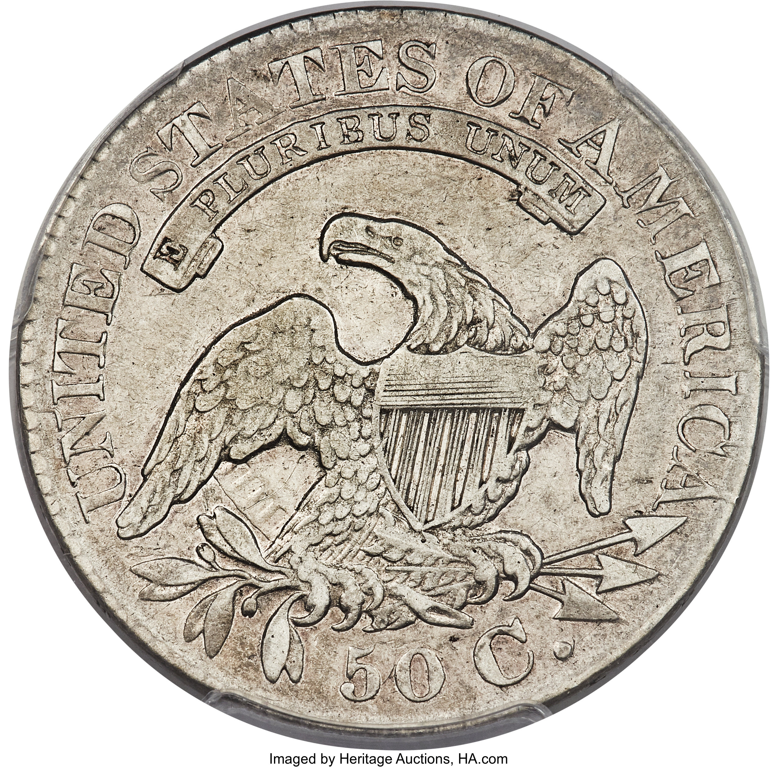 image for: 1828 50C Square Base 2, Small 8s, Large Letters, O-123a, R.5, XF40 PCGS....