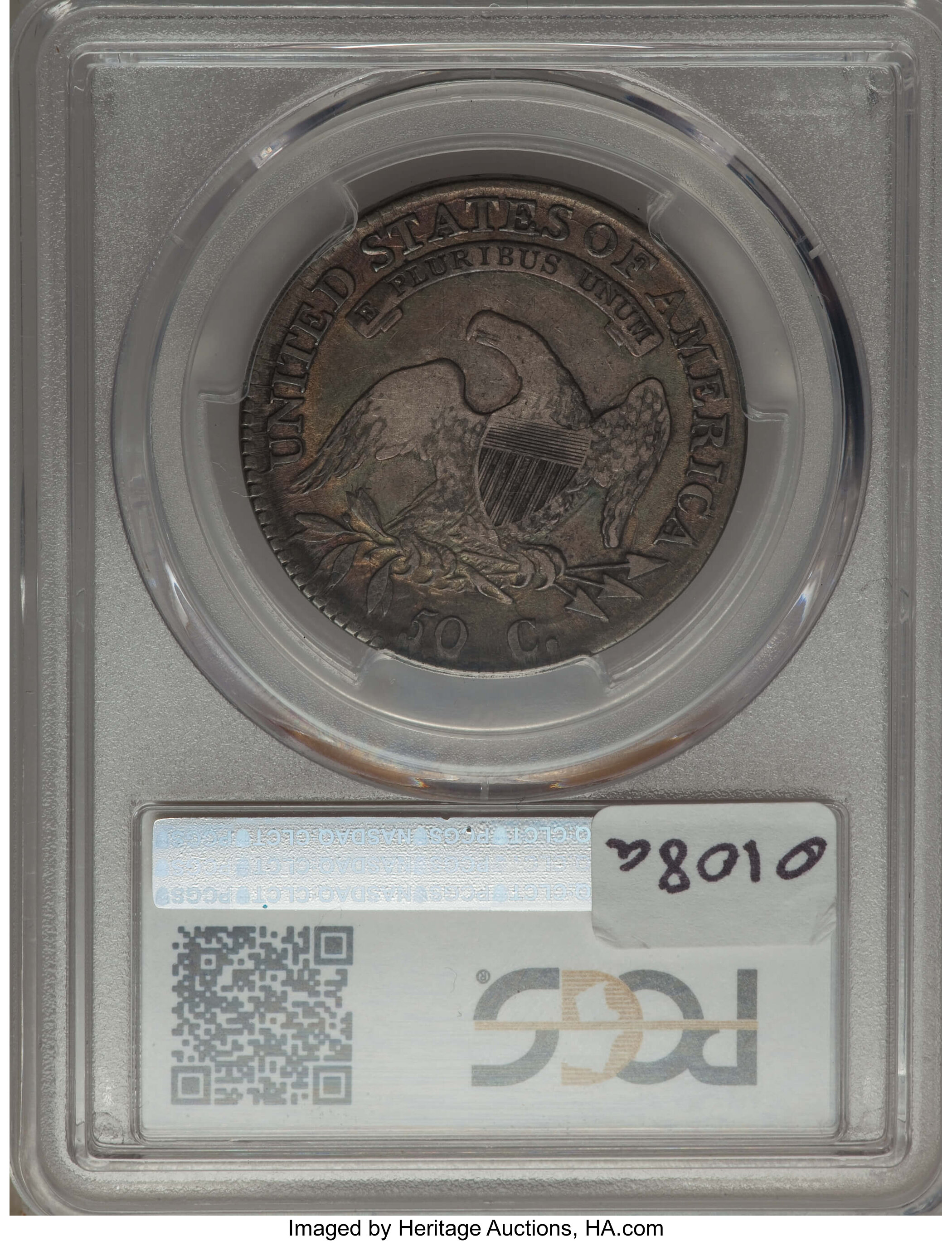 image for: 1814 50C E Over A in STATES, O-108a, R.1, VF30 PCGS. PCGS Population: (5/21). NGC Census: (3/10).  From The Southeast...