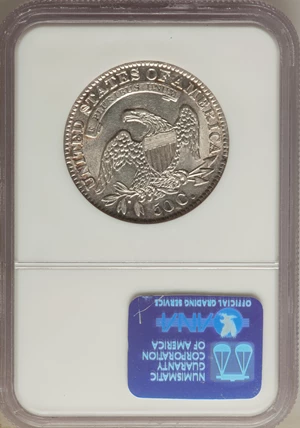 image for: 1833 50C O-106, R.2, AU55 NGC. NGC Census: (5/14). PCGS Population: (5/4). Mintage 5,206,000. ...
