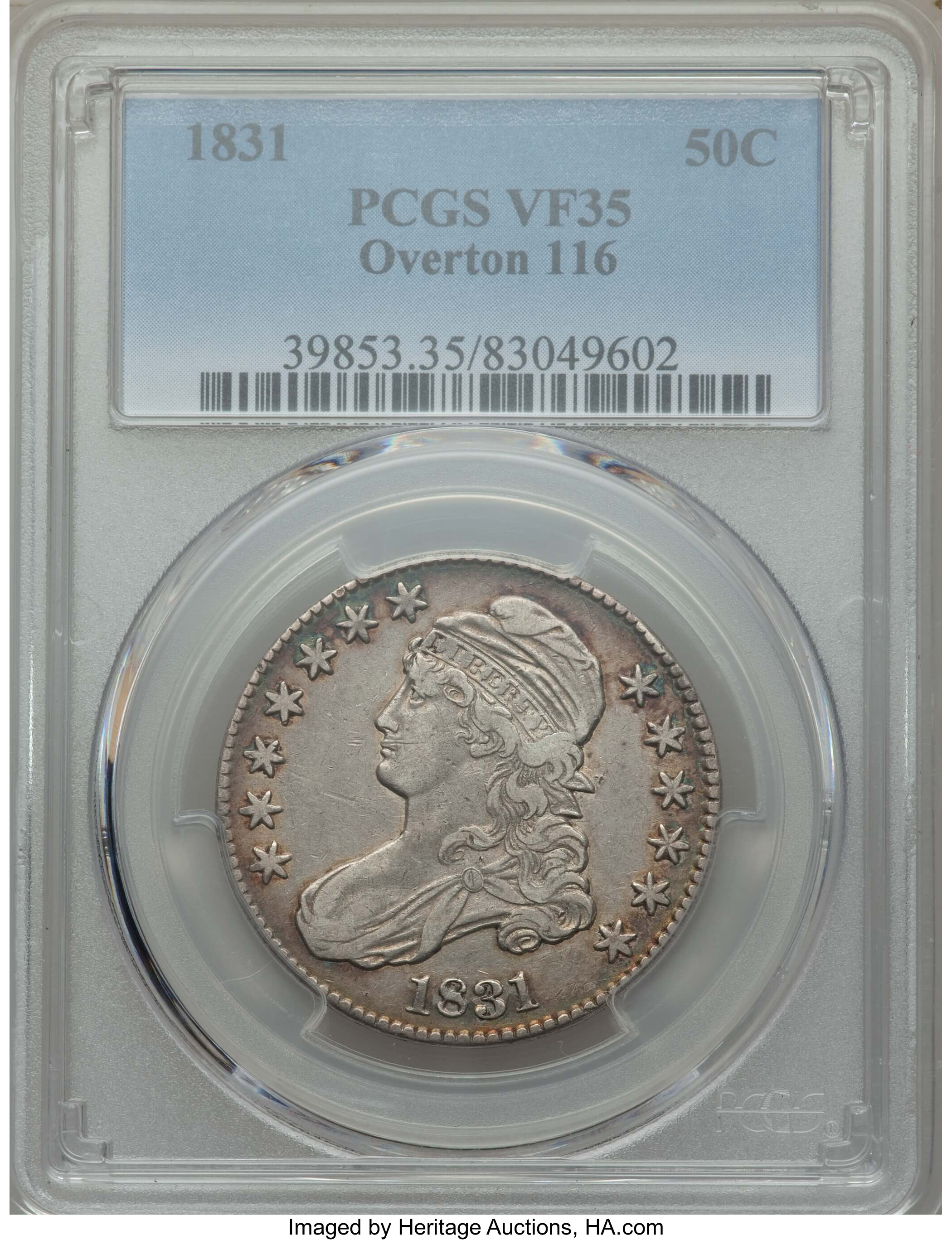 image for: 1831 50C O-116, R.3, VF35 PCGS. PCGS Population: (3/10). NGC Census: (1/11).  Mintage 5,873,660. ...