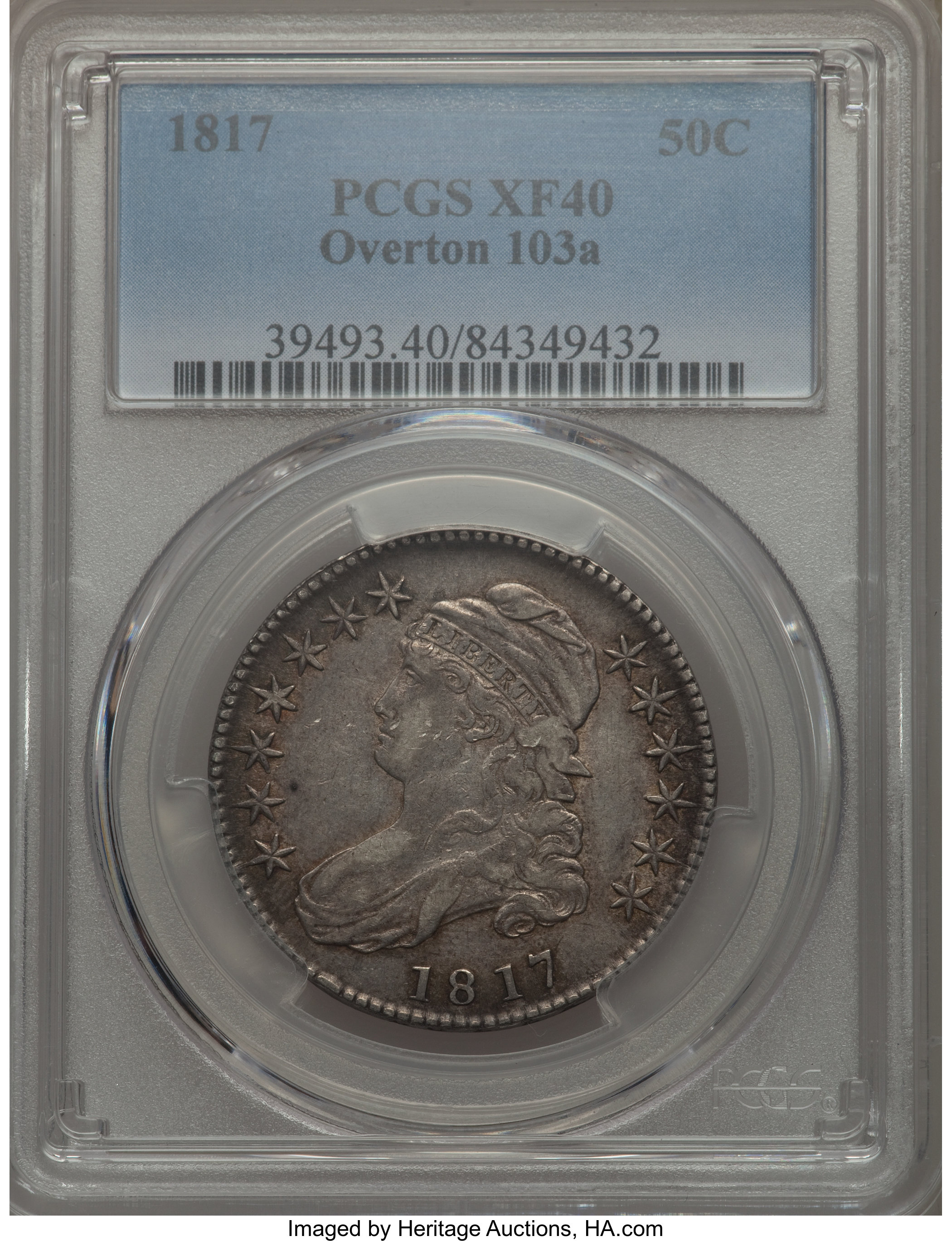 image for: 1817 50C O-103a, R.3, XF40 PCGS. PCGS Population: (8/8). NGC Census: (0/13). CDN: $130 Whsle. Bid for problem-free NGC/PCGS...
