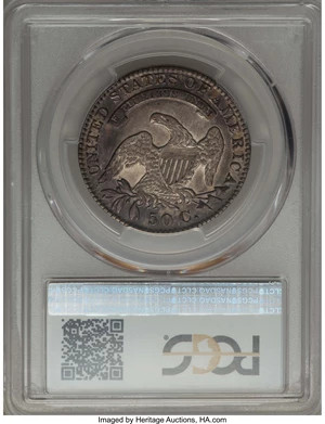 image for: 1830 50C Small 0, O-103, R.1, XF45 PCGS. PCGS Population: (3/11). NGC Census: (10/34). Mintage 4,764,800. ...