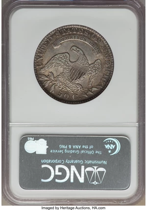 image for: 1830 50C Small 0, O-103, R.1, AU53 NGC. NGC Census: (4/29). PCGS Population: (4/6). Mintage 4,764,800. ...