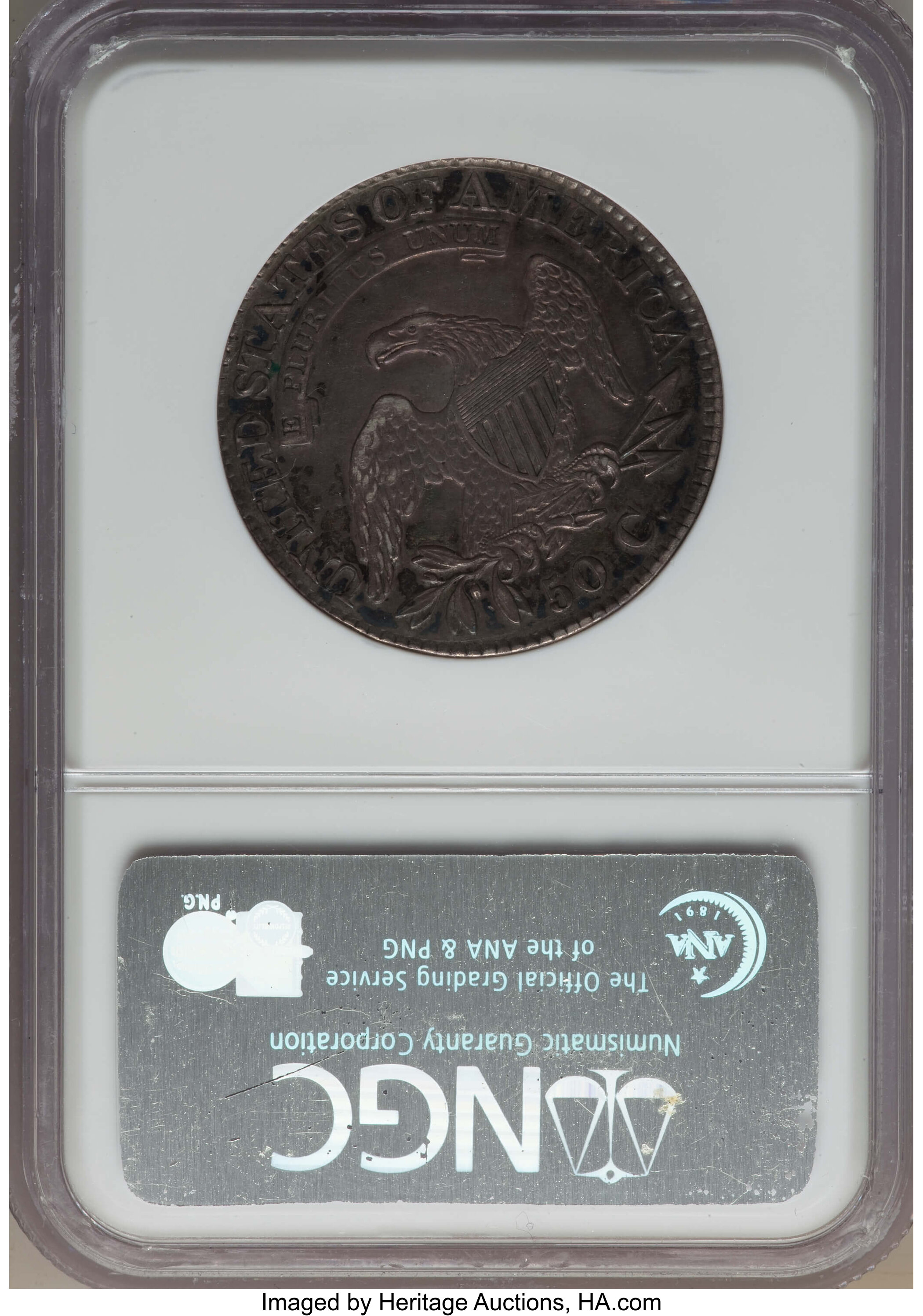 image for: 1826 50C O-116a, R.1, AU55 NGC. Ex: Jules Reiver Collection. NGC Census: (8/13). PCGS Population: (2/4).  ...
