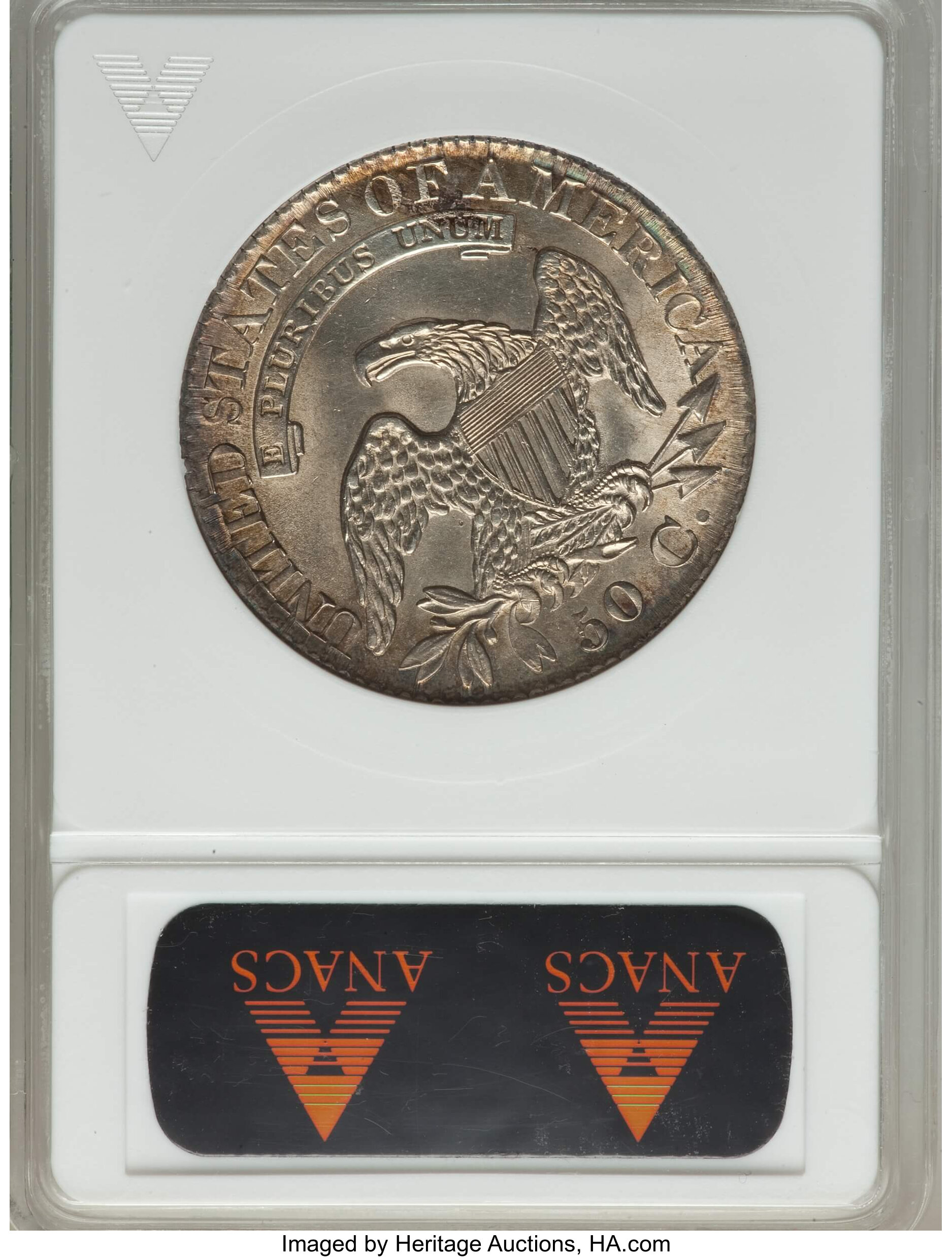 image for: 1827 50C Square Base 2, O-114, R.3, -- Cleaned -- ANACS. UNC Details, Net MS60. NGC Census: (0/8). PCGS Population: (0/1). ...