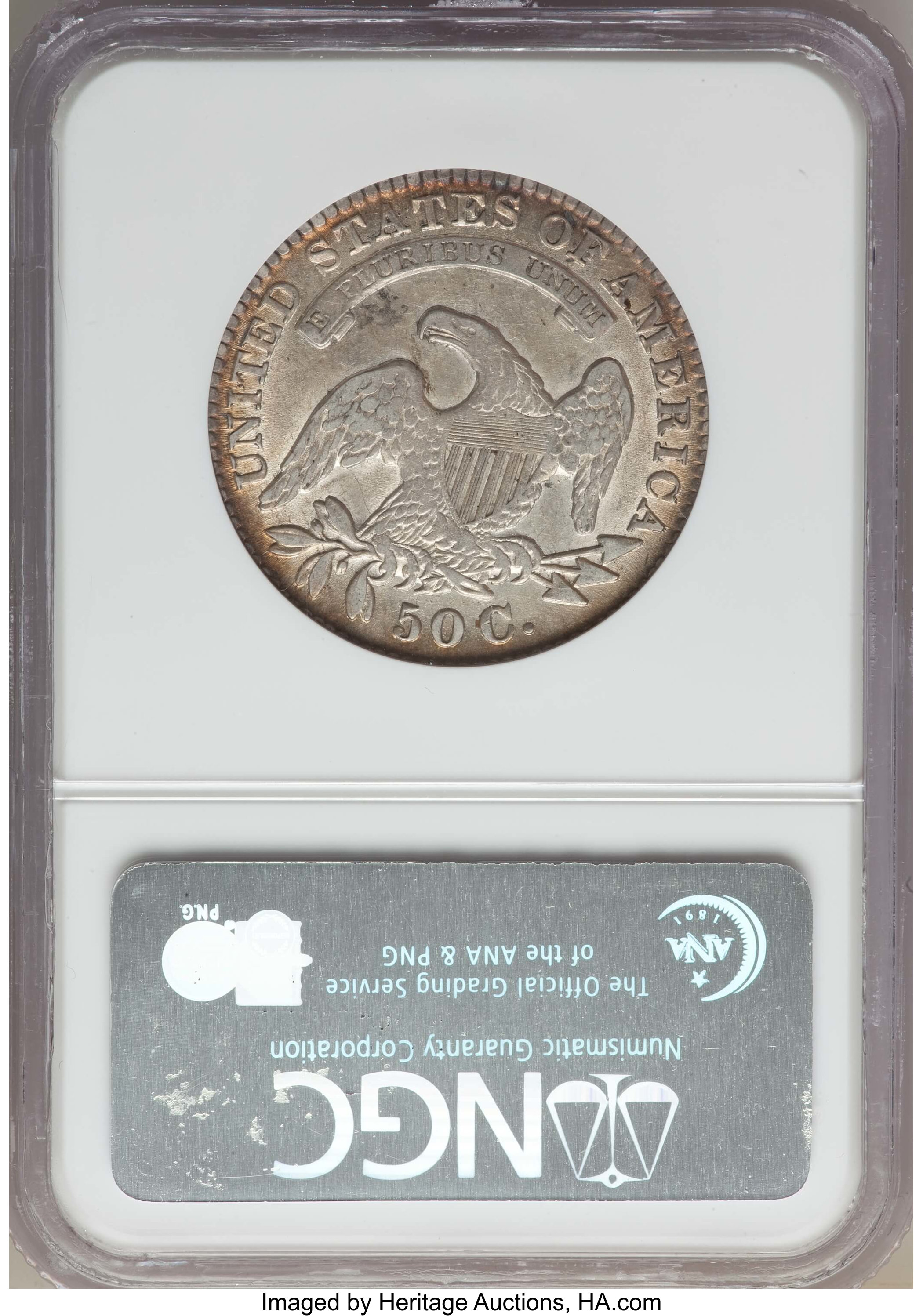 image for: 1830 50C Small 0, O-101, R.1, AU53 NGC. NGC Census: (8/27). PCGS Population: (1/6). AU53. Mintage 4,764,800. ...