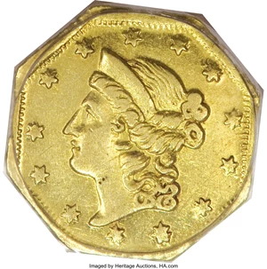 image for: Undated $1 Liberty Octagonal 1 Dollar, BG-501, Low R.5, AU58 PCGS....