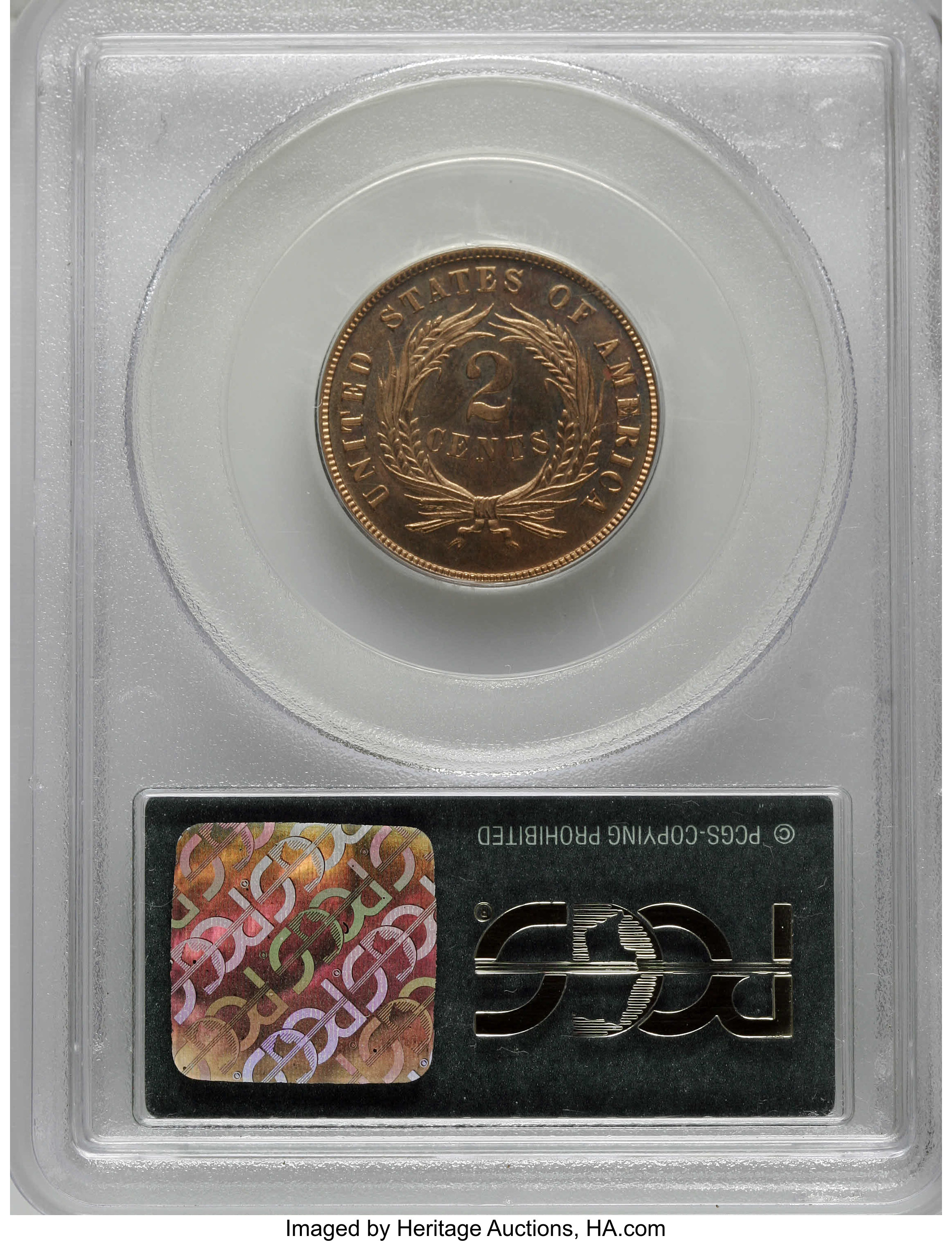image for: 1865 2C Two Cent, Judd-408, Unlisted in Pollock, PR65 Red PCGS....