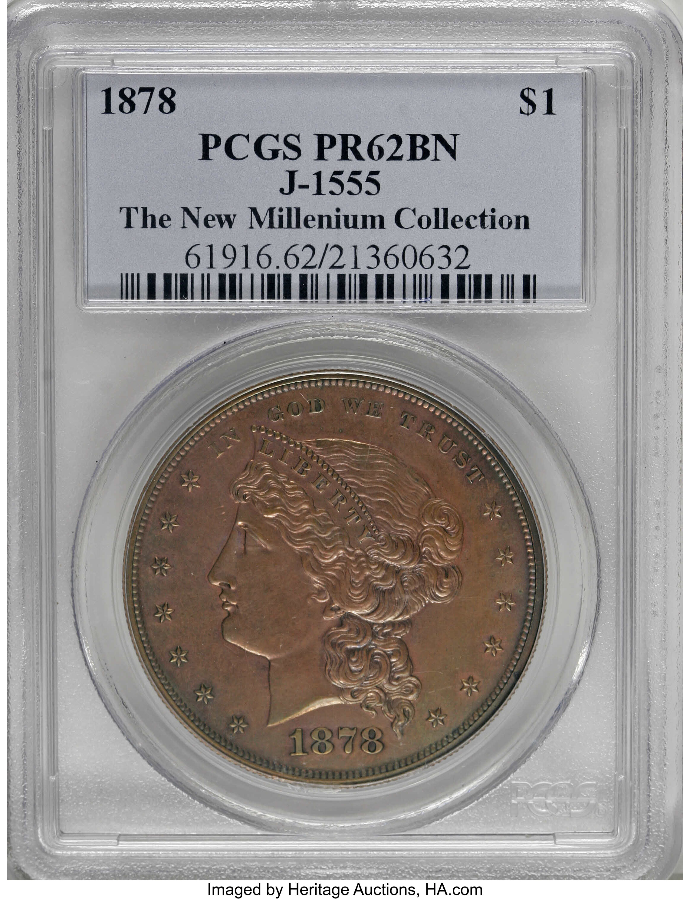 image for: 1878 $1 Silver Dollar, Judd-1555, Pollock-1742, R.7, PR62 Brown PCGS....