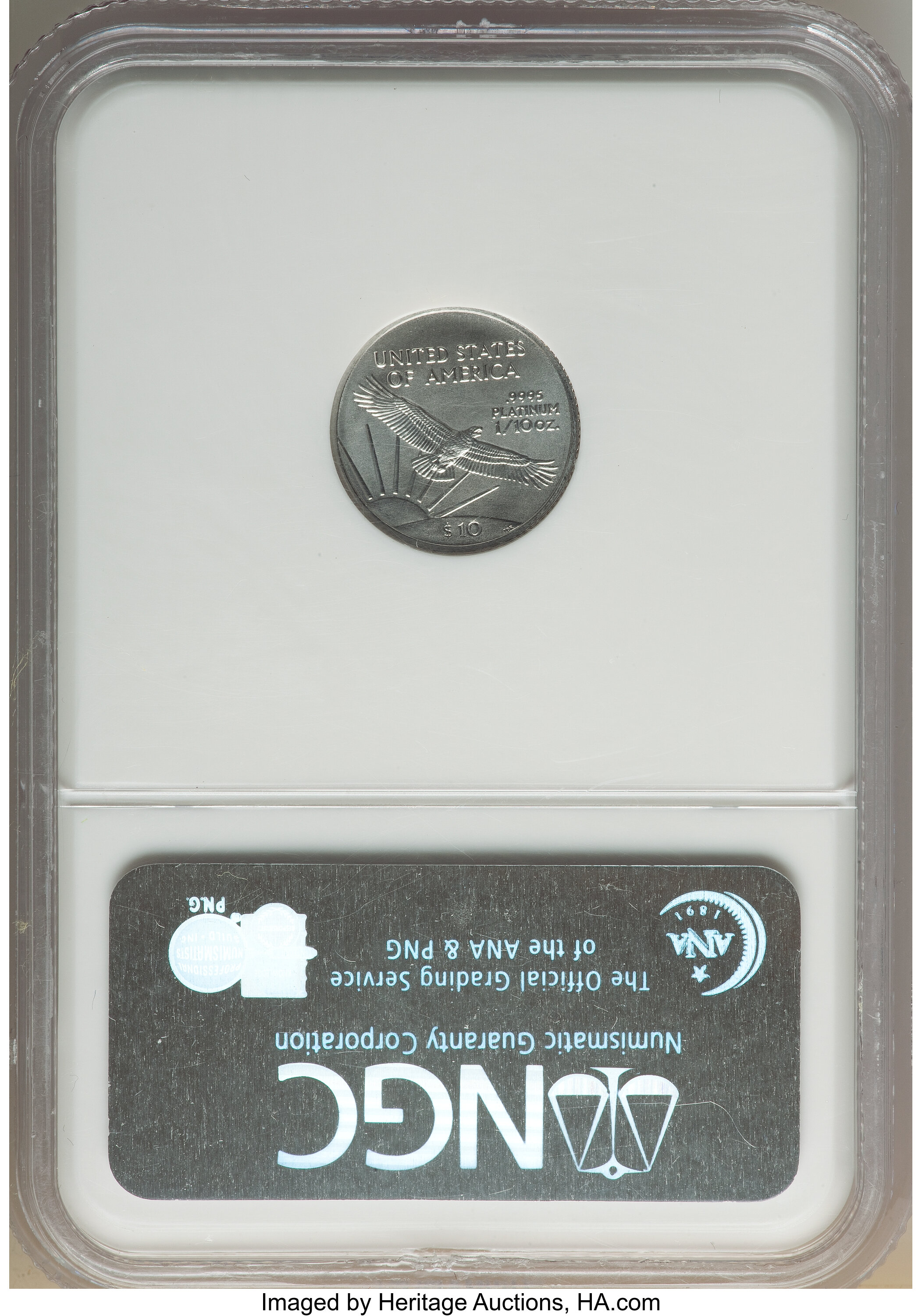 image for: 2008 $10 Tenth-Ounce Platinum Eagle MS70 NGC. NGC Census: (1159). PCGS Population: (389). CDN: $225 Whsle. Bid for NGC/PCGS...