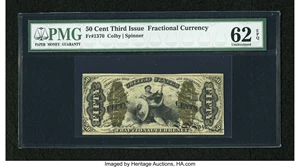 image for: Fr. 1370 50c Third Issue Justice PMG Uncirculated 62 EPQ....