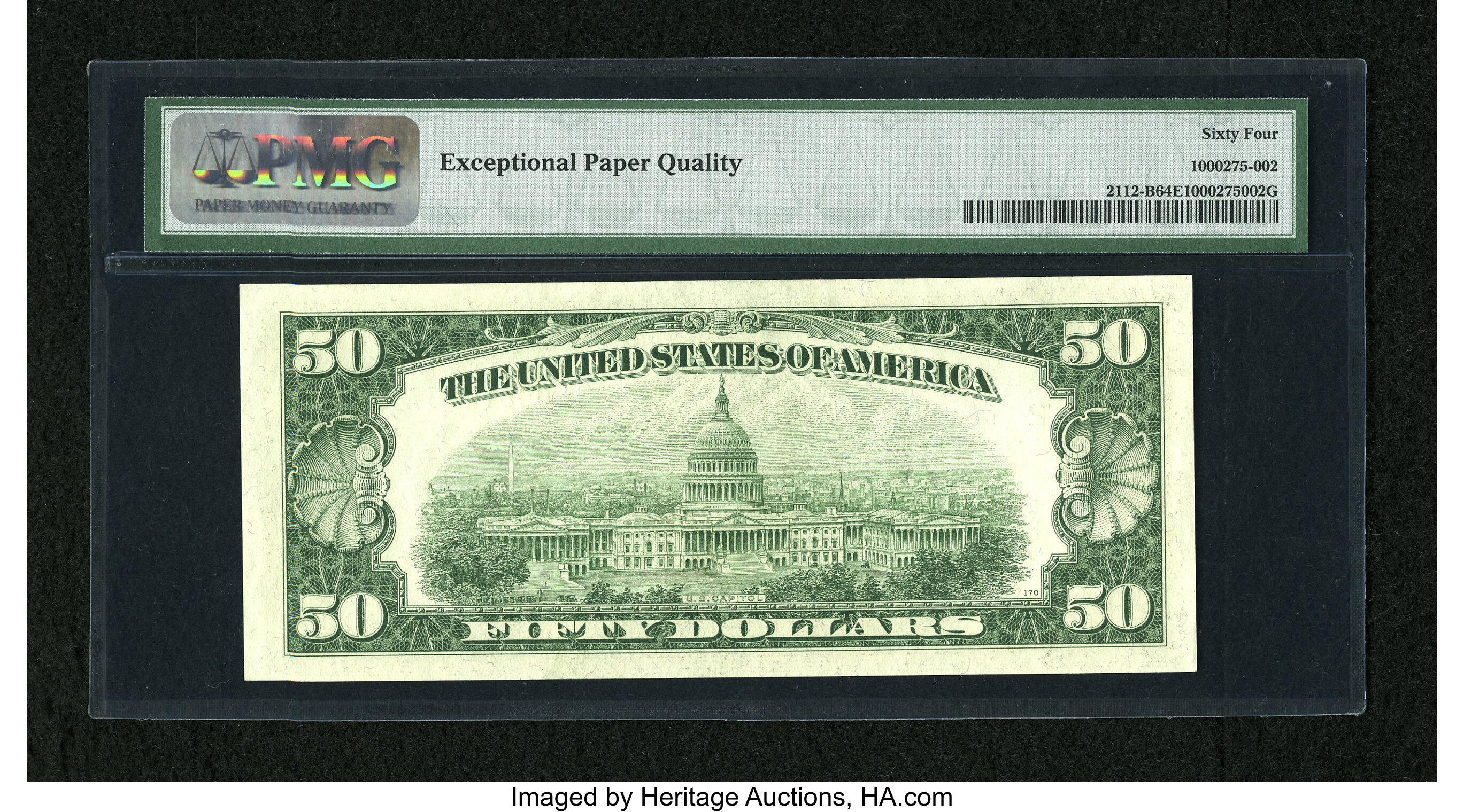 image for: Fr. 2112-B $50 1950E Federal Reserve Note. PMG Choice Uncirculated 64 EPQ....