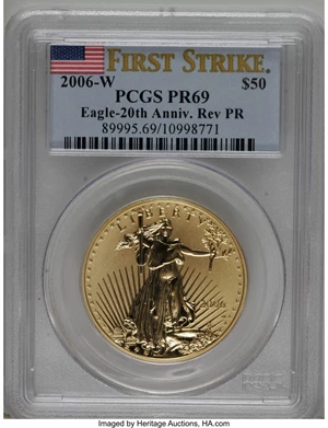 image for: 2006-W $50 One-Ounce Gold Reverse Proof PR69 Deep Cameo PCGS....