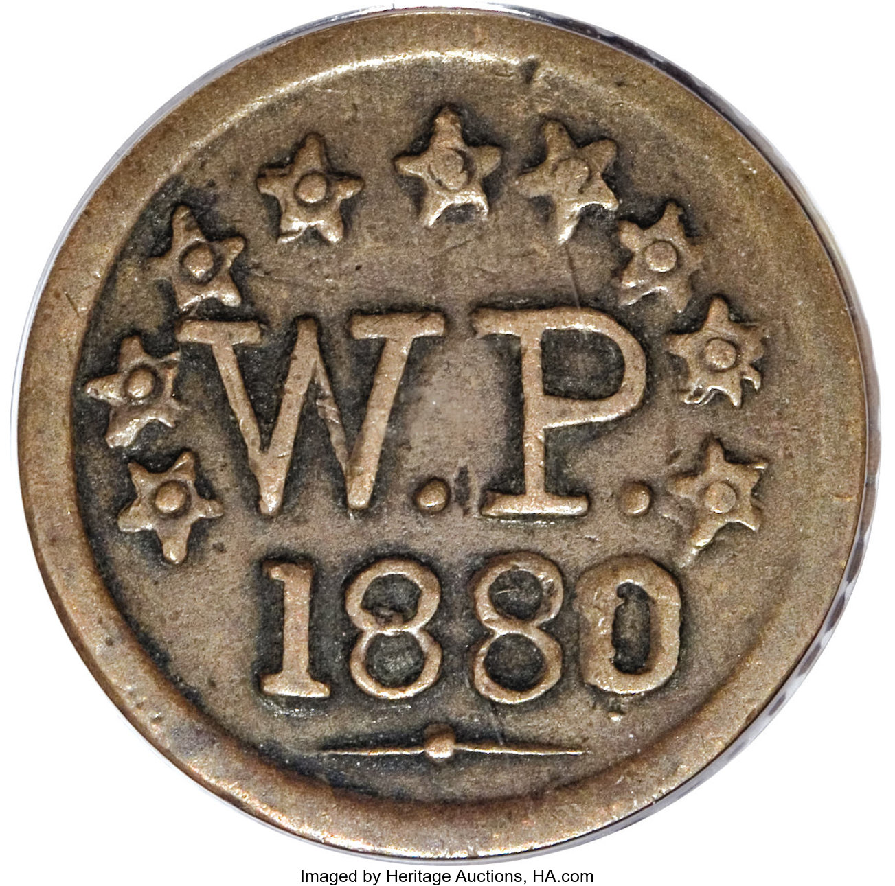 image for: 1880 Wailuku 1 Real Token AU50 PCGS....
