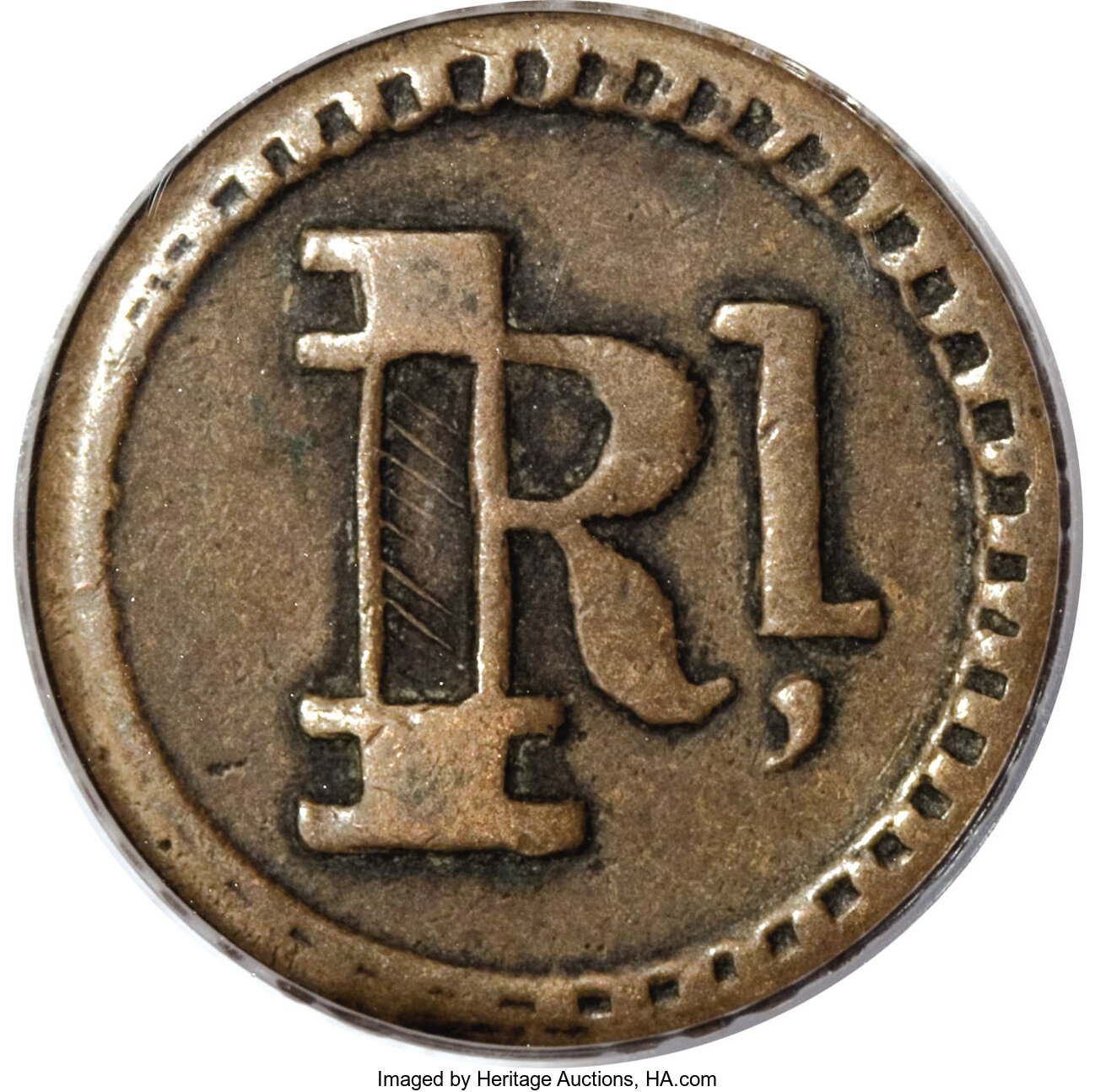 image for: 1880 Wailuku 1 Real Token AU50 PCGS....