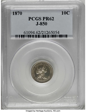 image for: 1870 10C Standard Silver Ten Cents, Judd-850, Pollock-957, High R.6, PR62 PCGS....
