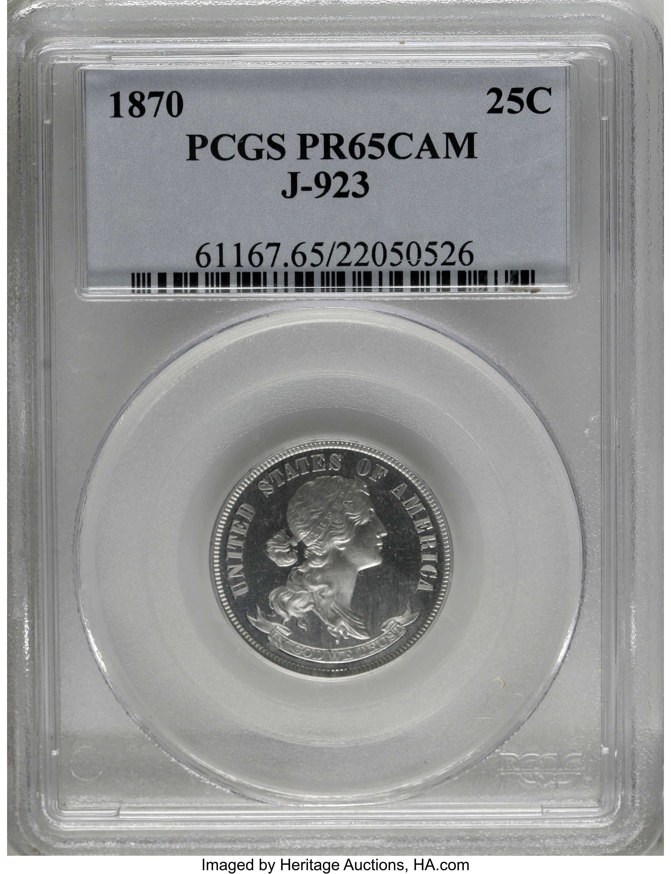 image for: 1870 25C Standard Silver Quarter Dollar, Judd-923, Pollock-1028, High R.7, PR65 Cameo PCGS....