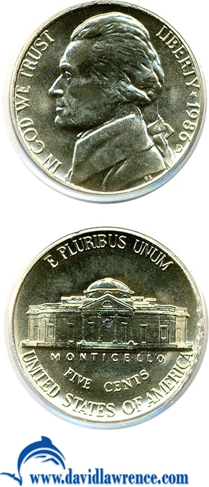 image for: 1986-D 5c PCGS MS64 FS